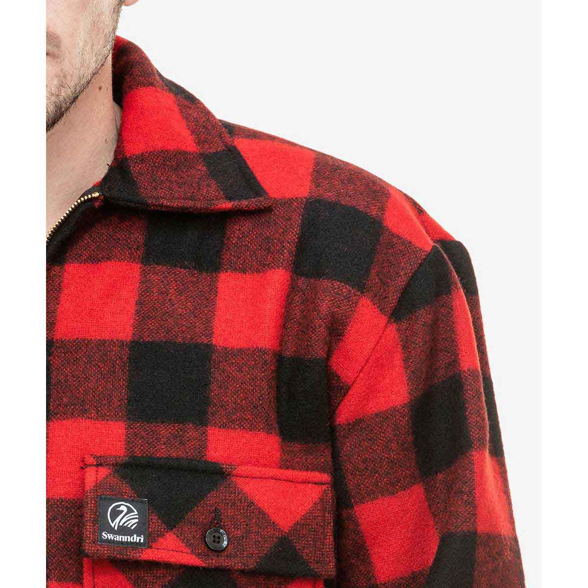 Swanndri Ranger Quarter Zip Mid Weight Bushshirt - red detail Swanndri Ranger Quarter Zip Mid Weight Bushshirt - red detail