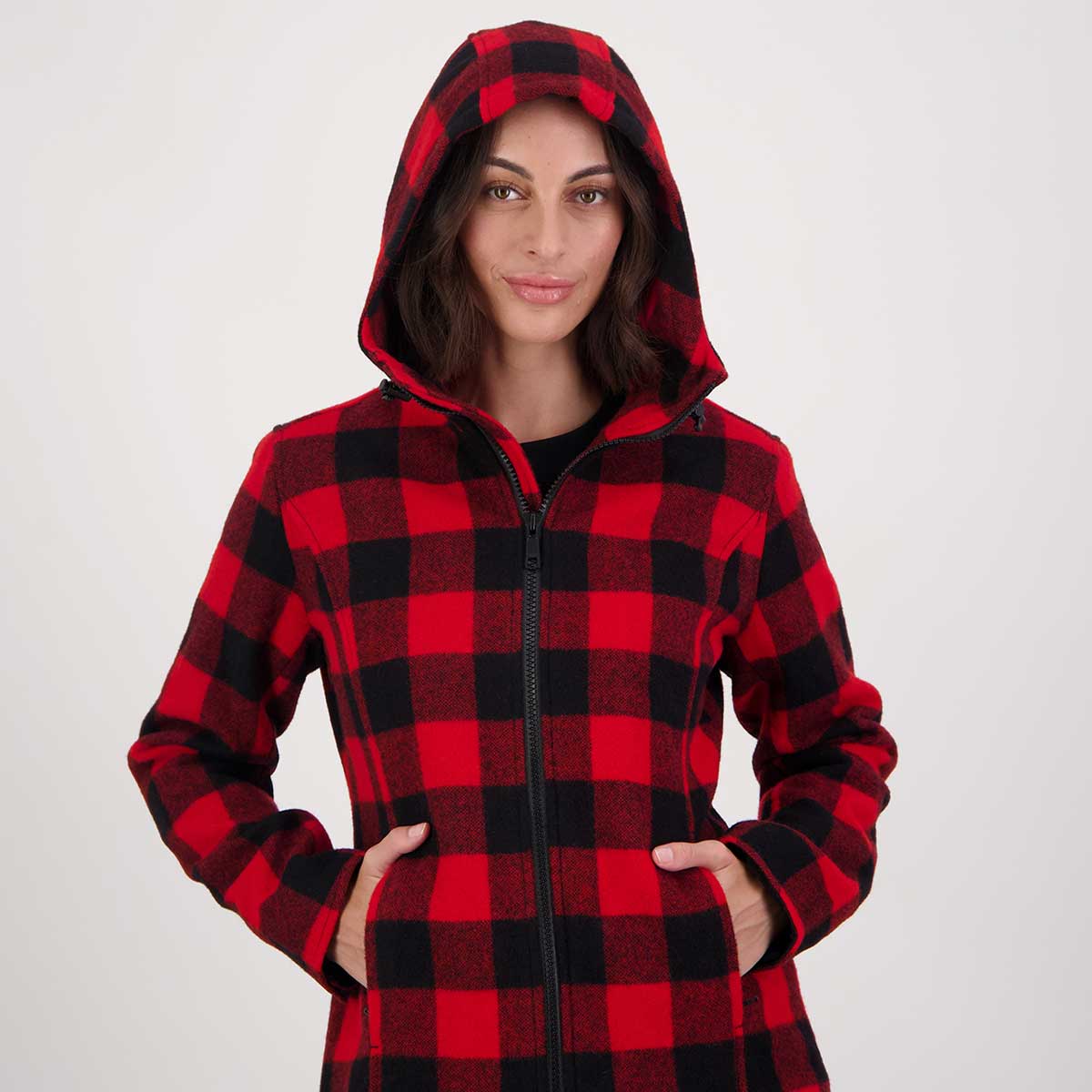 Swanndri Seattle Women's Hoodie - Red/Black Check - Hood Swanndri Seattle Women's Hoodie - Red/Black Check - Hood