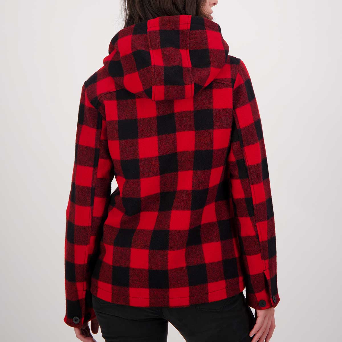 Swanndri Seattle Women's Hoodie - Red/Black Check - Rear Swanndri Seattle Women's Hoodie - Red/Black Check - Rear