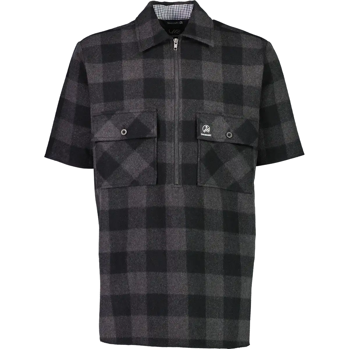 Swanndri Henderson Short Sleeved Half Zip Jacket - Grey/Black - Front Swanndri Henderson Short Sleeved Half Zip Jacket - Grey/Black - Front