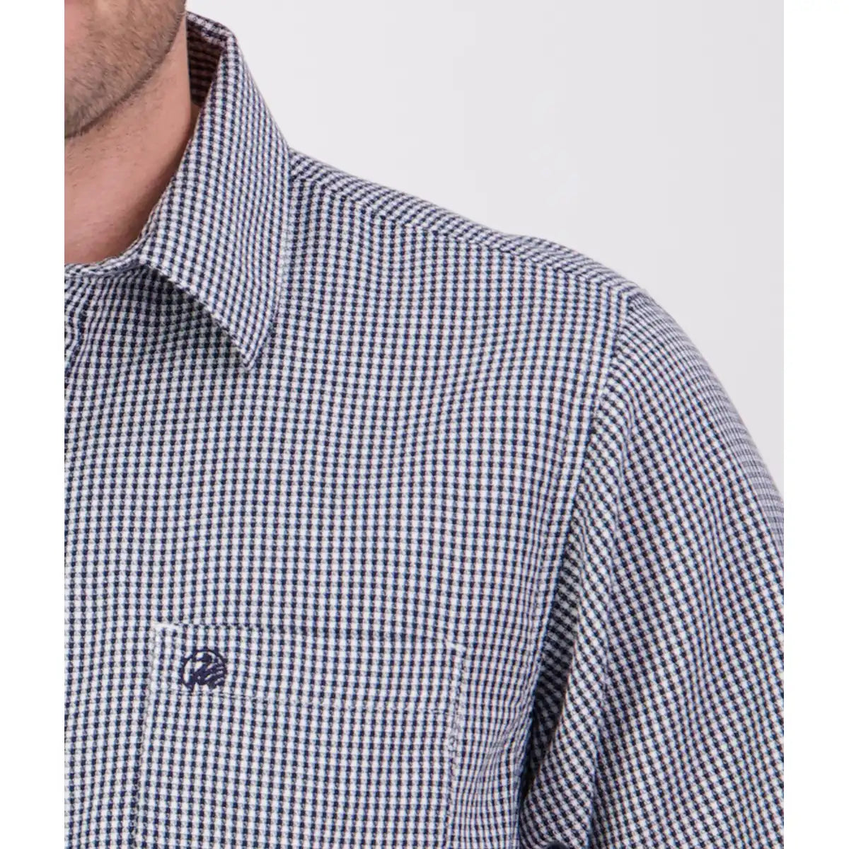 Swanndri Paihia Shirt - Navy/White Check - Close Up Swanndri Paihia Shirt - Navy/White Check - Close Up