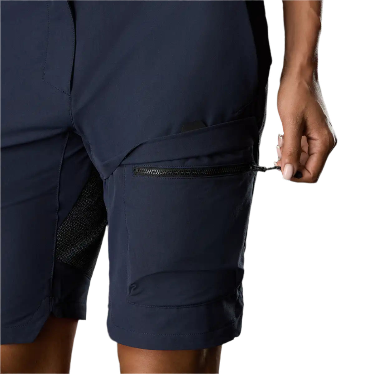 Musto Women's Evo Performance Stretch Shorts- navy- pocket detail Musto Women's Evo Performance Stretch Shorts- navy- pocket detail