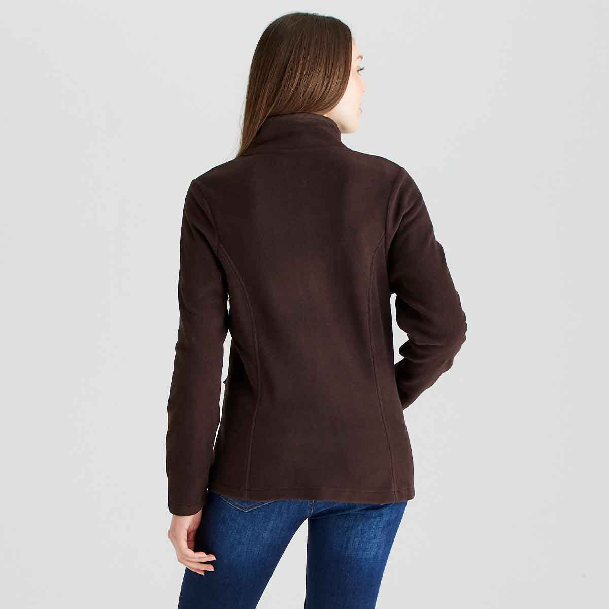 Ridgeline Women's Brenna Fleece Jacket - Deep Bark - On Model - Rear Ridgeline Women's Brenna Fleece Jacket - Deep Bark - On Model - Rear