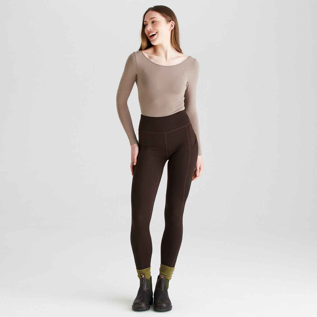 Ridgeline Women's Infinity Leggings - Deep Bark On model Ridgeline Women's Infinity Leggings - Deep Bark On model