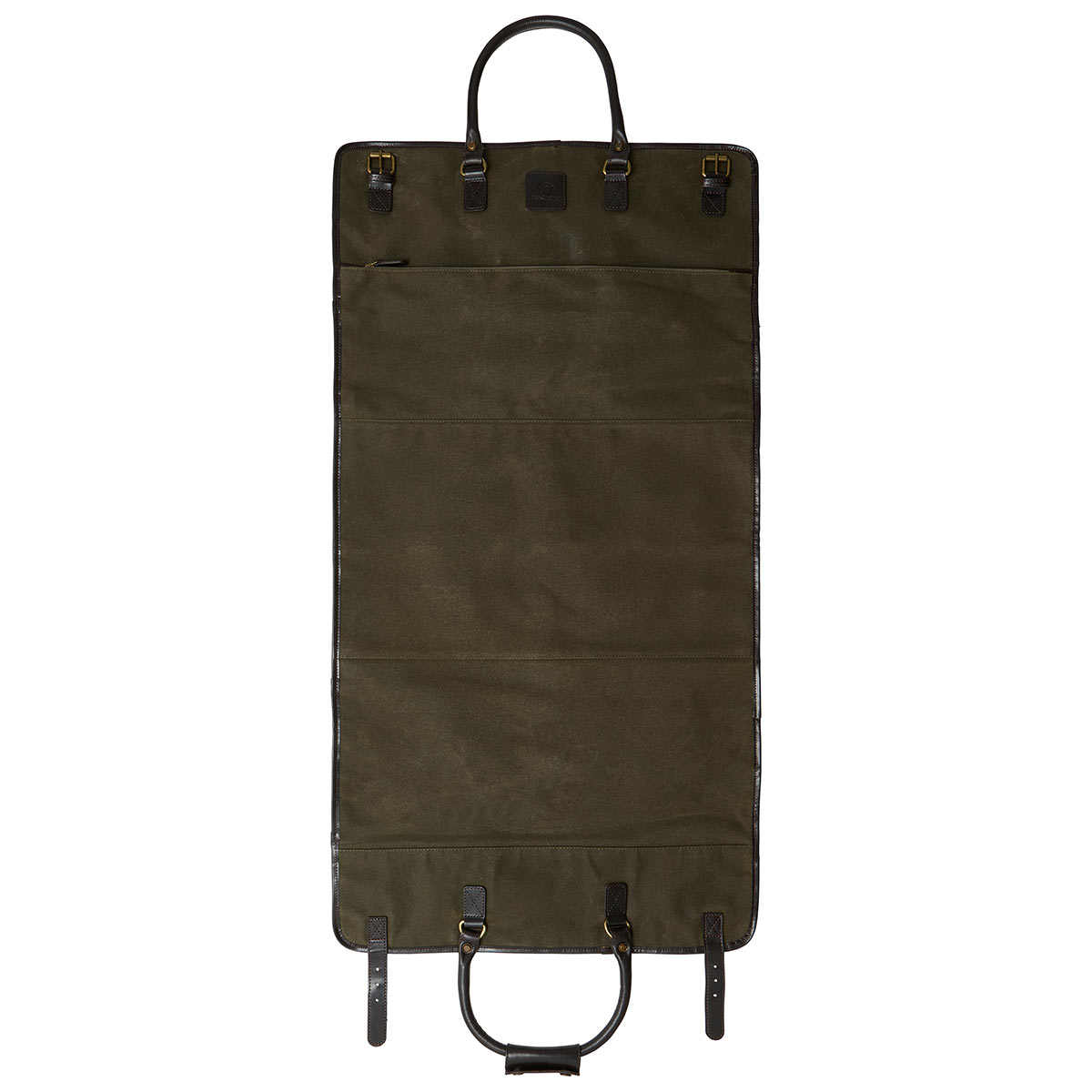 Chatham Waxed Canvas Duffel Bag & Suit Carrier - Green/Dark Brown - Flat Chatham Waxed Canvas Duffel Bag & Suit Carrier - Green/Dark Brown - Flat