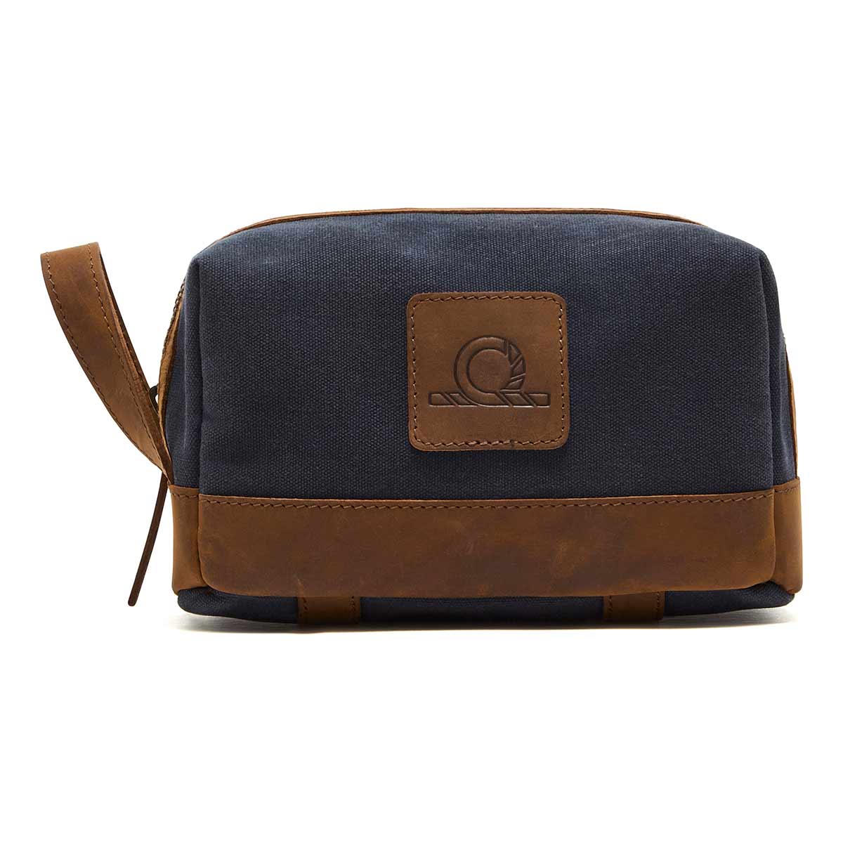 Chatham Waxed Canvas & Leather Wash Bag - Navy/Brown Chatham Waxed Canvas & Leather Wash Bag - Navy/Brown