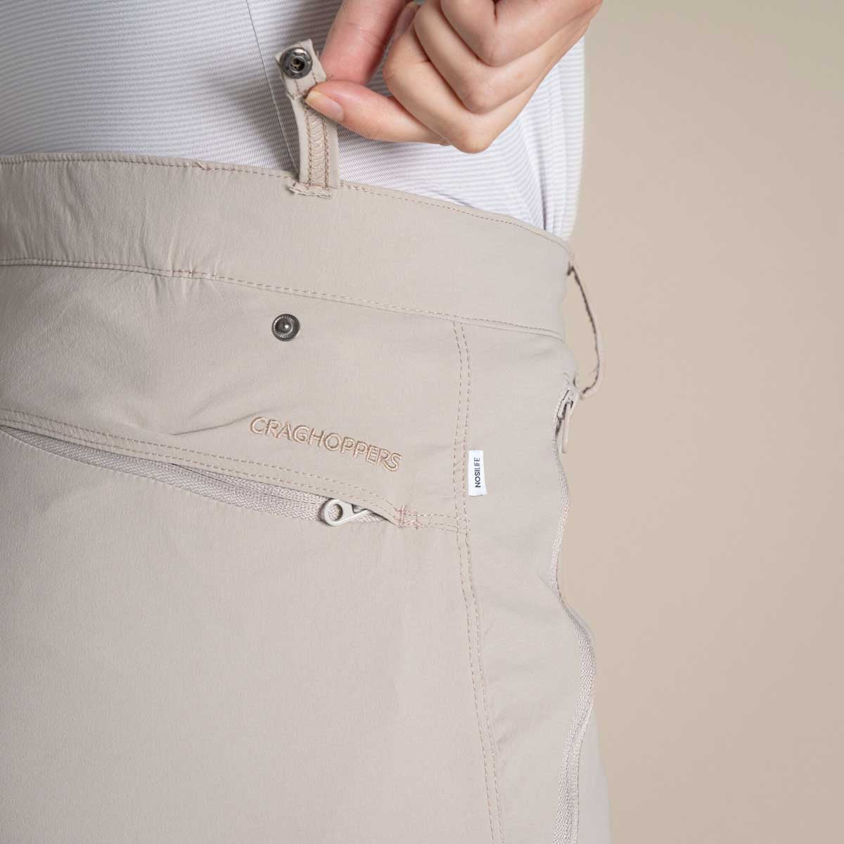 Craghoppers NosiLife Pro Women's Trousers III - Soft Mushroom - Rear Detail Craghoppers NosiLife Pro Women's Trousers III - Soft Mushroom - Rear Detail
