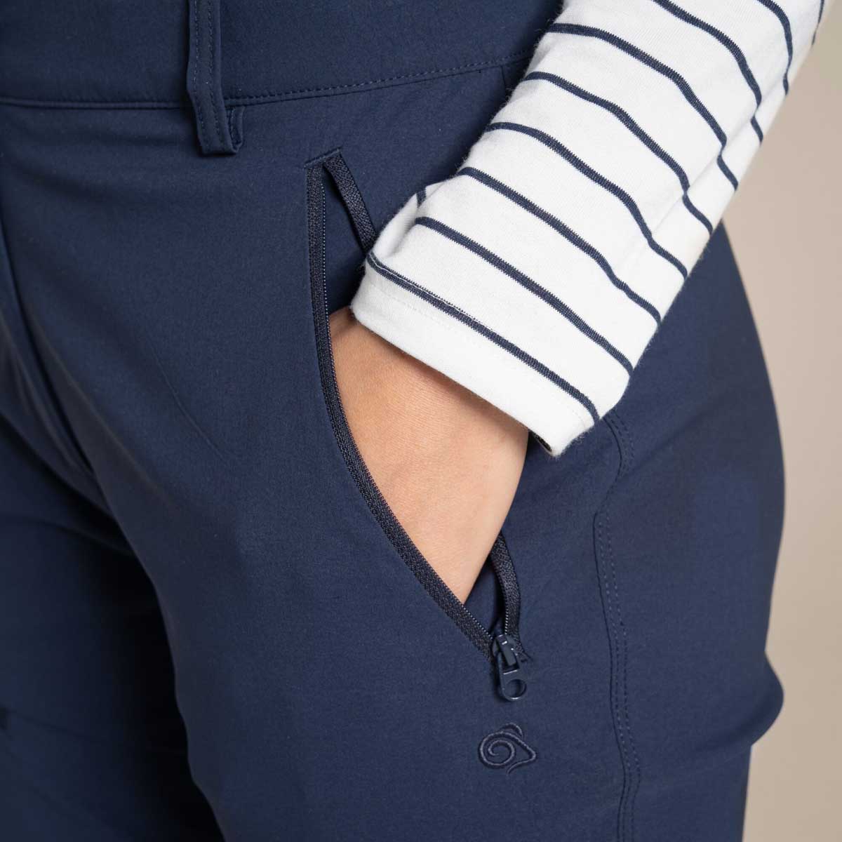 Craghoppers NosiLife Pro Women's Convertible Trousers III - Blue Navy - Pocket Craghoppers NosiLife Pro Women's Convertible Trousers III - Blue Navy - Pocket