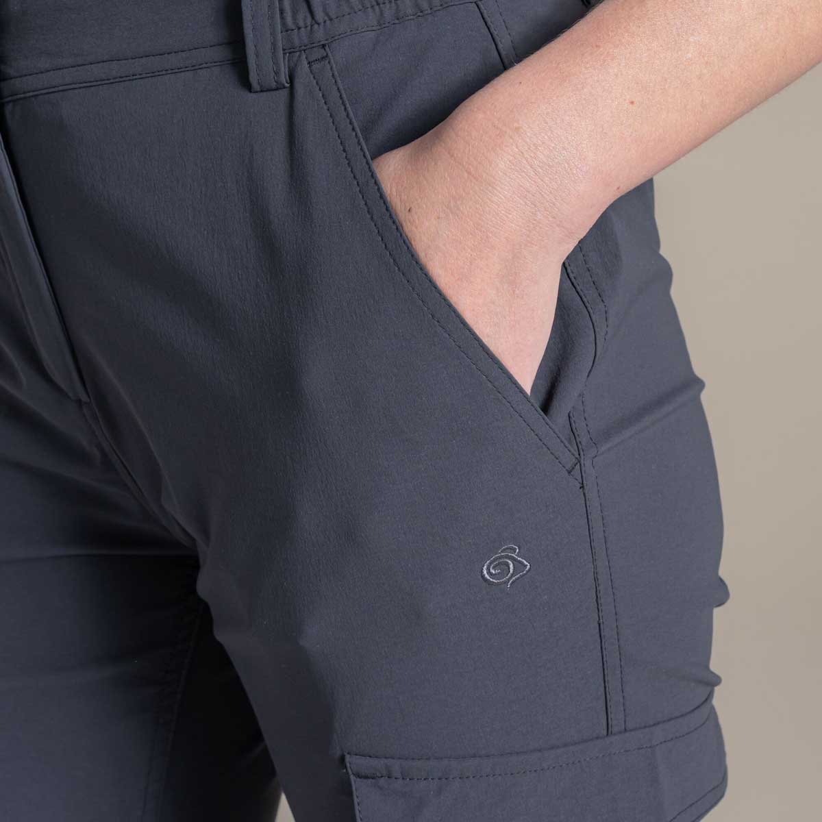 Craghoppers NosiLife Rif Women's Stretch Cargo Trousers - Dark Iron - Pocket Craghoppers NosiLife Rif Women's Stretch Cargo Trousers - Dark Iron - Pocket
