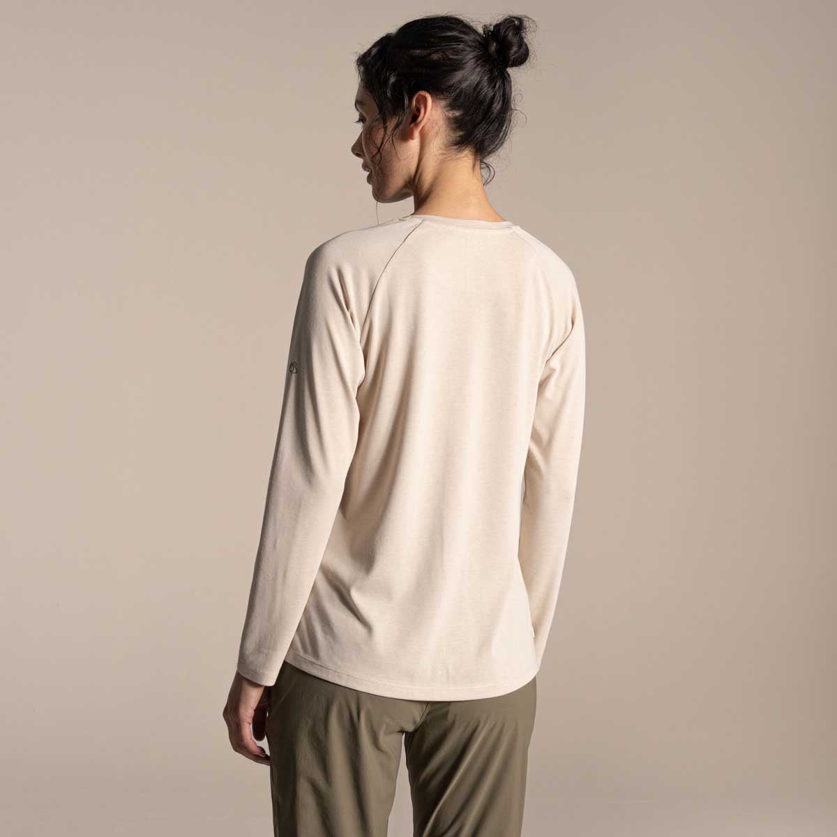 Craghoppers NosiLife Nour Women's Long Sleeved T-Shirt - Oyster Marl - Rear Craghoppers NosiLife Nour Women's Long Sleeved T-Shirt - Oyster Marl - Rear