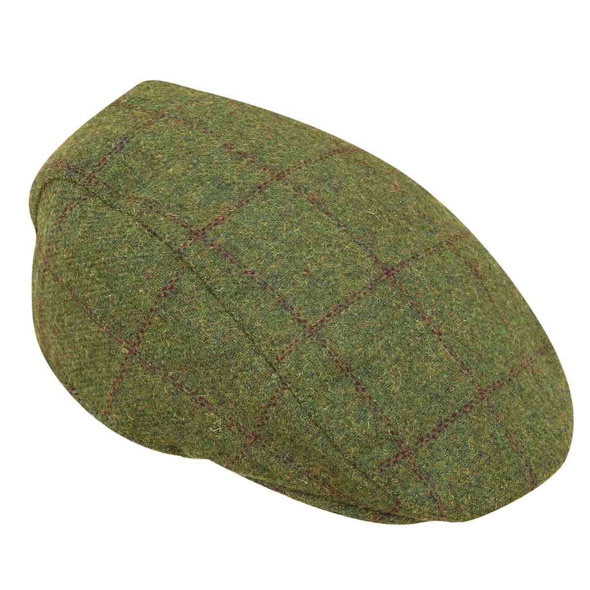 Hoggs of Fife Windowpane waterproof Tweed Hat - Olive/Wine - Mens Hoggs of Fife Windowpane waterproof Tweed Hat - Olive/Wine - Mens