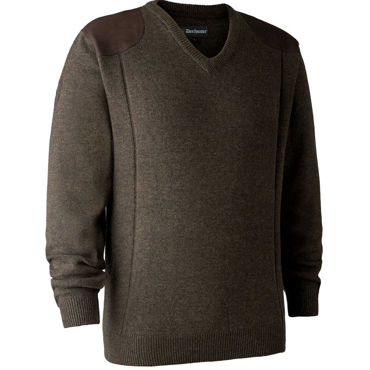Deerhunter Sheffield Knit V-Neck Jumper - Dark Elm Deerhunter Sheffield Knit V-Neck Jumper - Dark Elm