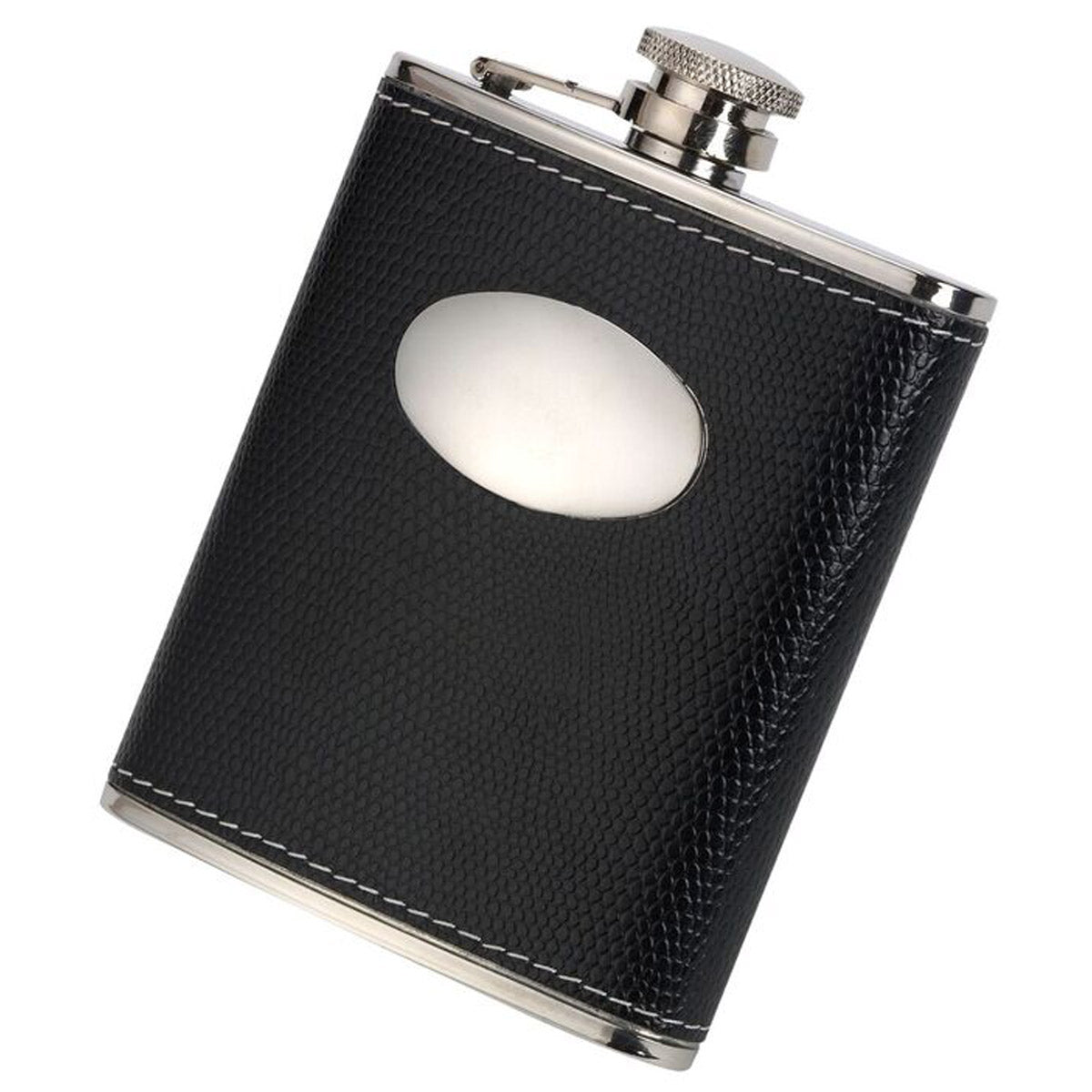 Black Croc Leather 6oz Hip Flask by David Nickerson Black Croc Leather 6oz Hip Flask by David Nickerson