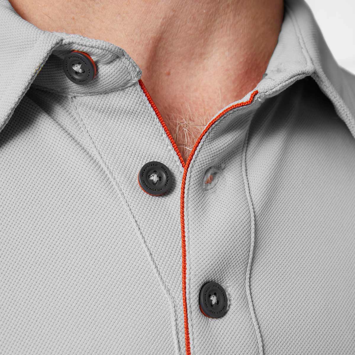 Helly Hansen Kensington Tech Polo Shirt Grey Front detail Helly Hansen Kensington Tech Polo Shirt Grey Front detail