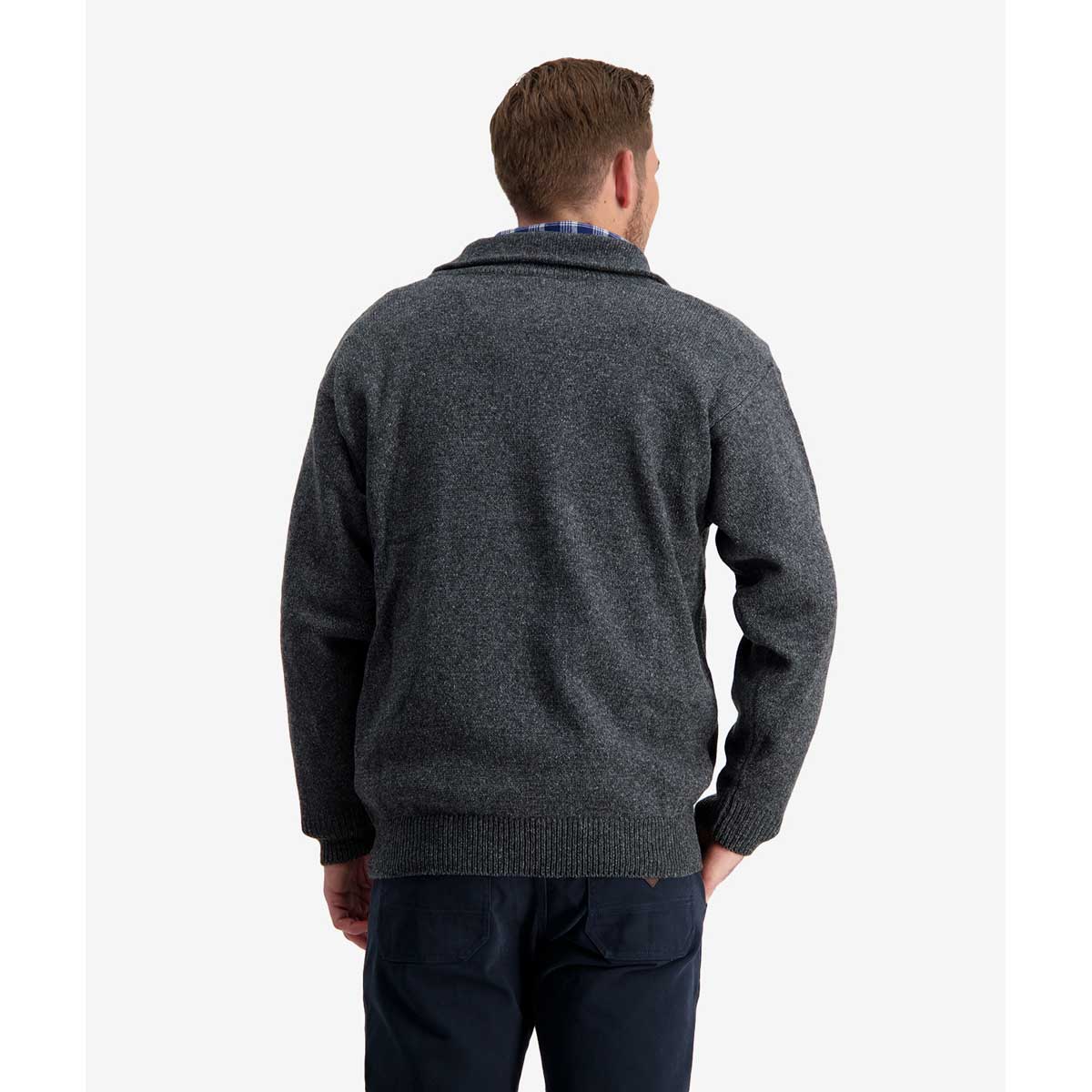 Swanndri Marina Men's 3/4 Zip Men's Sweater - Charcoal Marl - Rear Swanndri Marina Men's 3/4 Zip Men's Sweater - Charcoal Marl - Rear