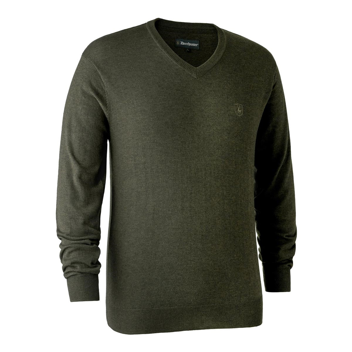 Deerhunter Kingston Knit V-Neck Jumper - Green Melange Deerhunter Kingston Knit V-Neck Jumper - Green Melange