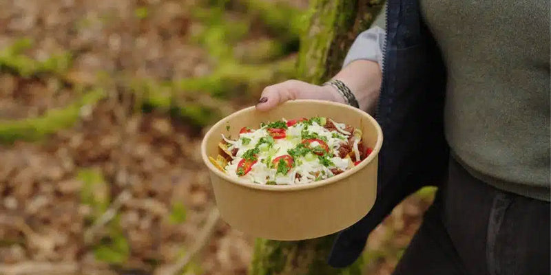 Loaded venison chilli nachos topped with melted mozzarella, sour cream, fresh chillies and coriander, served on a sharing platter