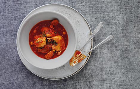 Partridge Stew with Pancetta, Chorizo & Chick Peas 