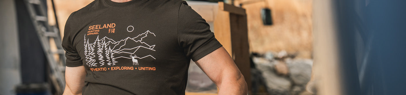 Men's t-shirts in short & long sleeve styles. With plain & graphic tees from brands including Seeland, Harkila & Deerhunter