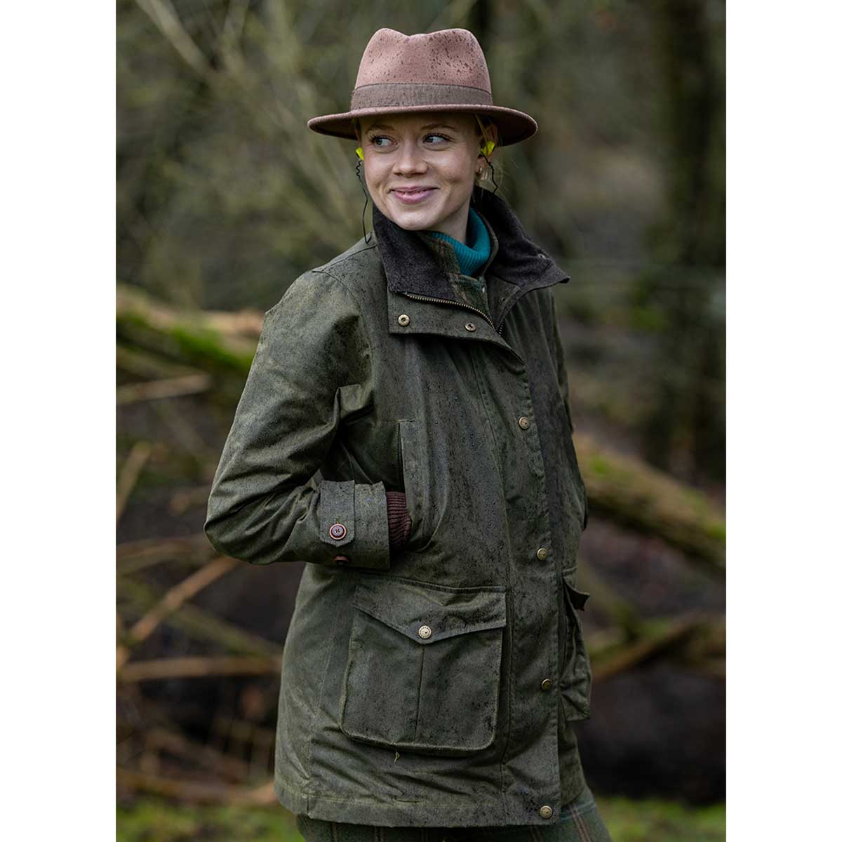 Laksen Ashley Women's Waxed Coat - Forest Green