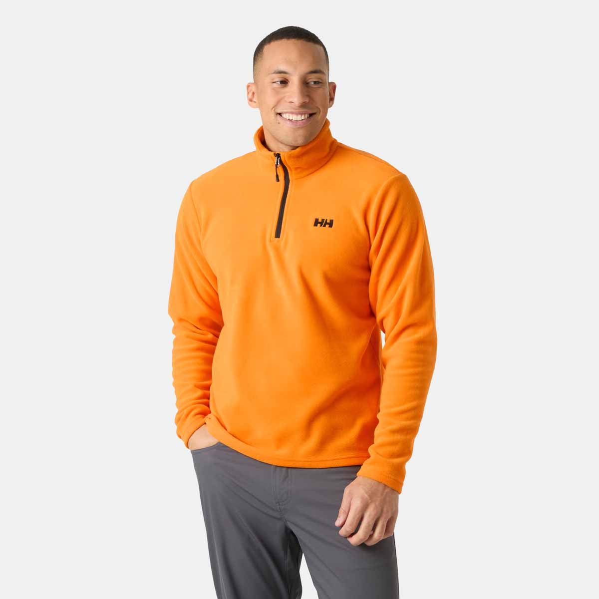 Helly Hansen Daybreaker 1/2 Zip Fleece - ignite orange - on model 