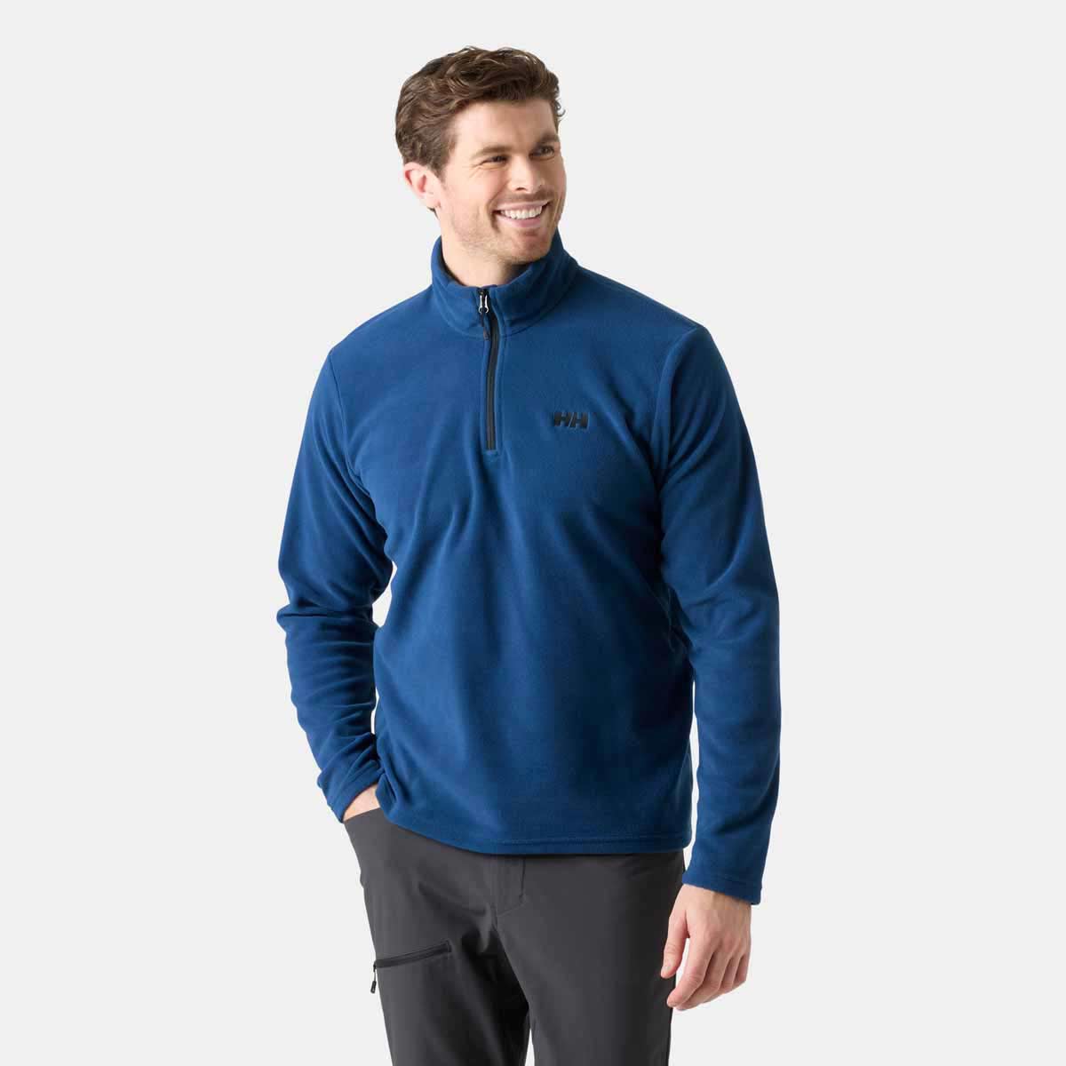 Helly Hansen Daybreaker 1/2 Zip Fleece - Dark Blue - on model 