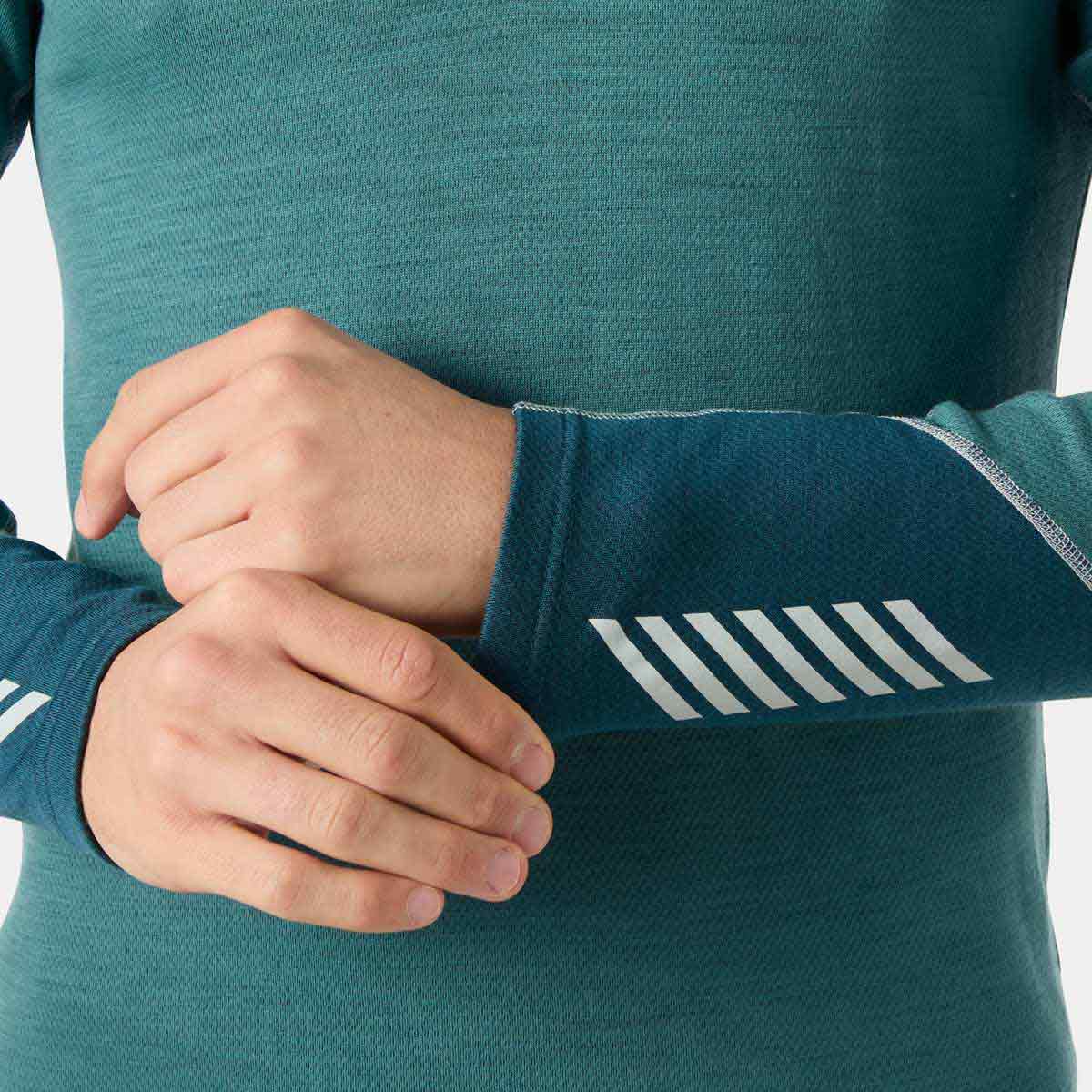 Helly Hansen Lifa Merino Midweight 1/2 Zip - Opal Green - cuff