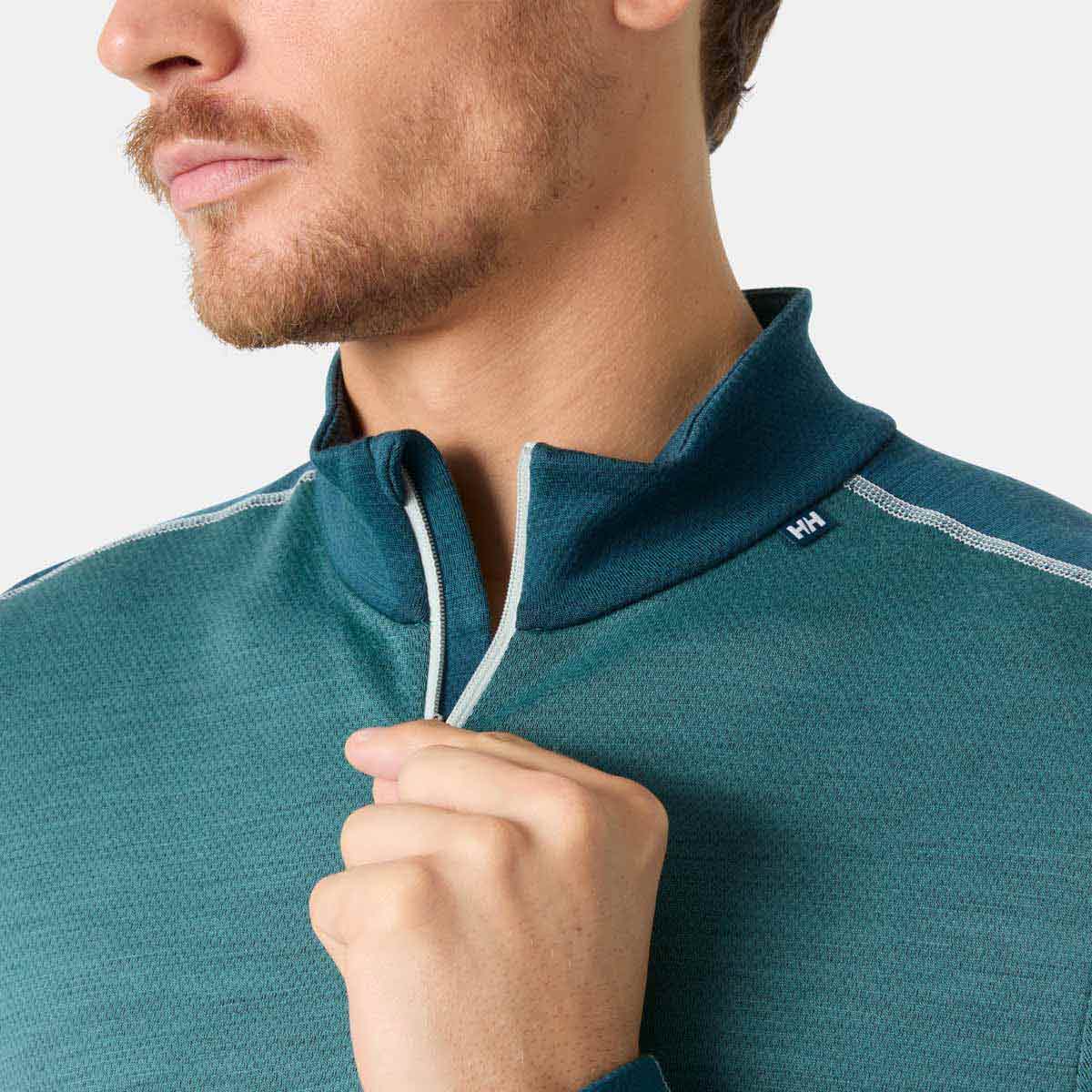 Helly Hansen Lifa Merino Midweight 1/2 Zip - Opal Green - zip