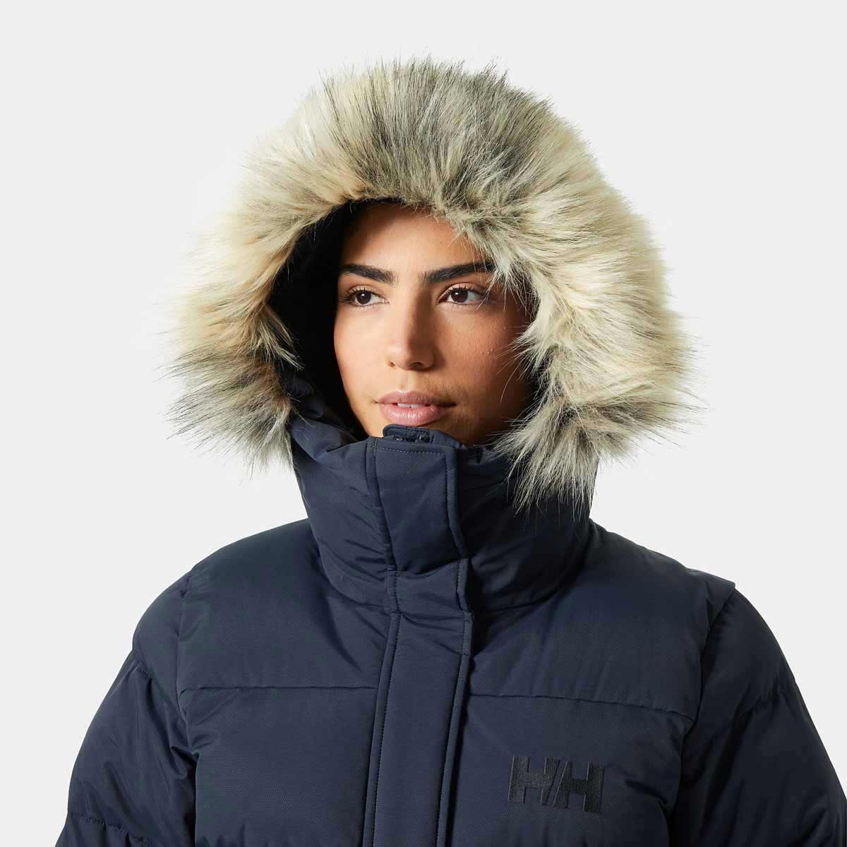 Helly Hansen Womens Aria Long Parka - Navy - hood