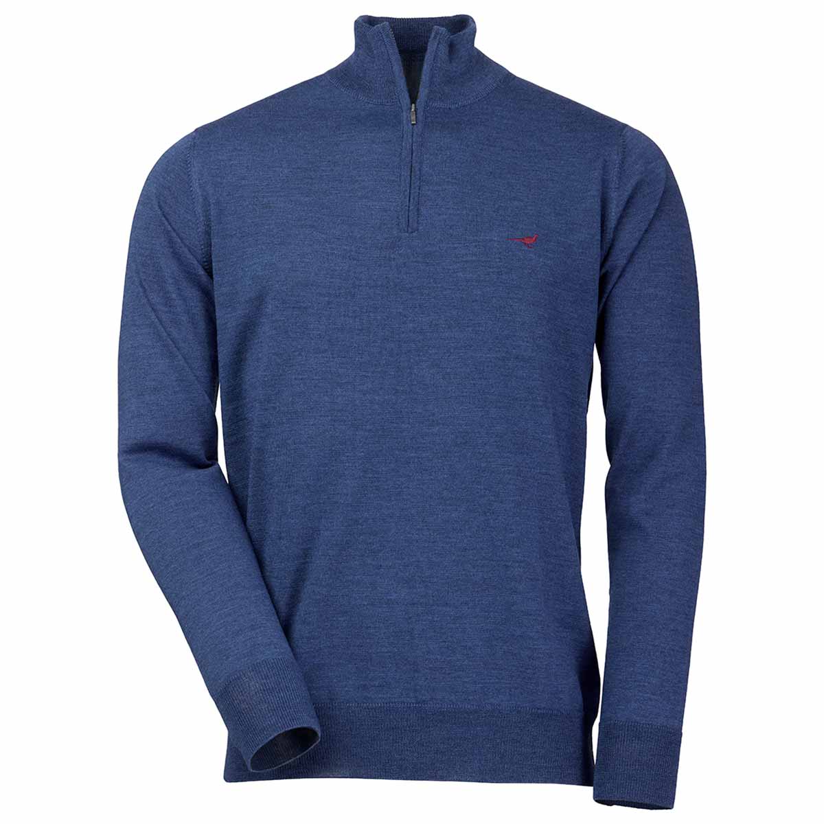 Laksen Norfolk Zip Neck Knit Pullover - Corn Blue
