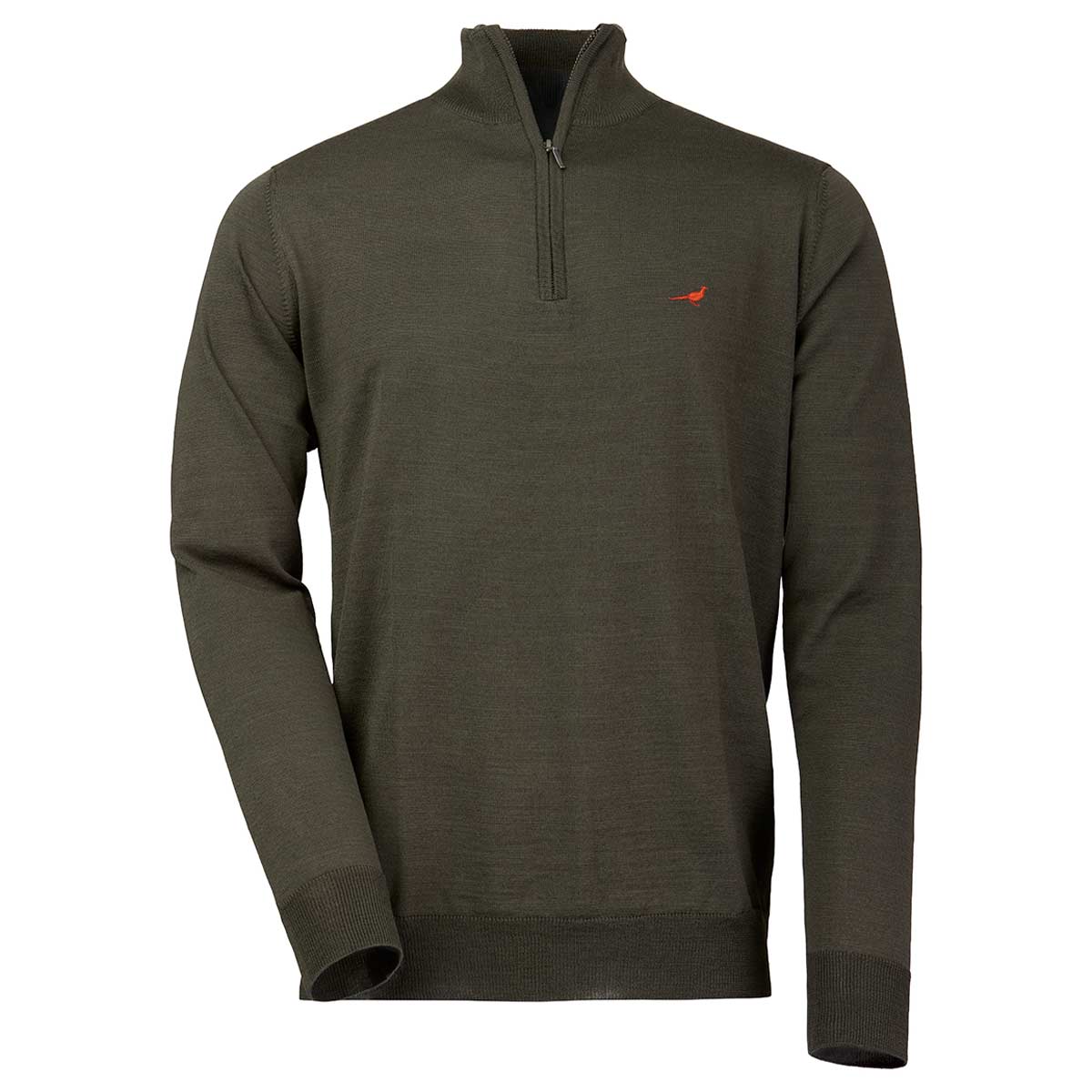 Laksen Norfolk Zip Neck Knit Pullover - Olive