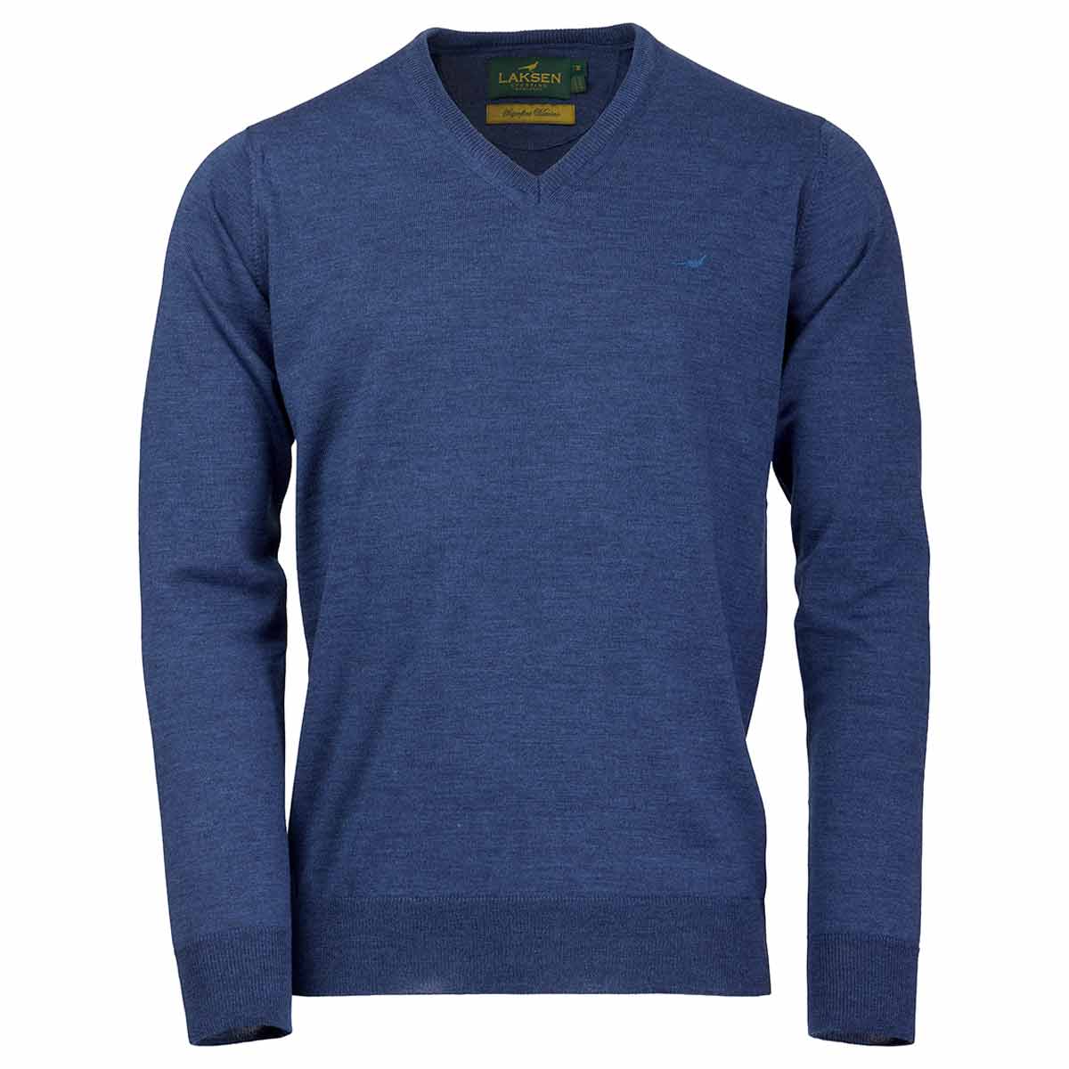 Laksen Sussex Merino Wool V-Neck Pullover - Corn Blue