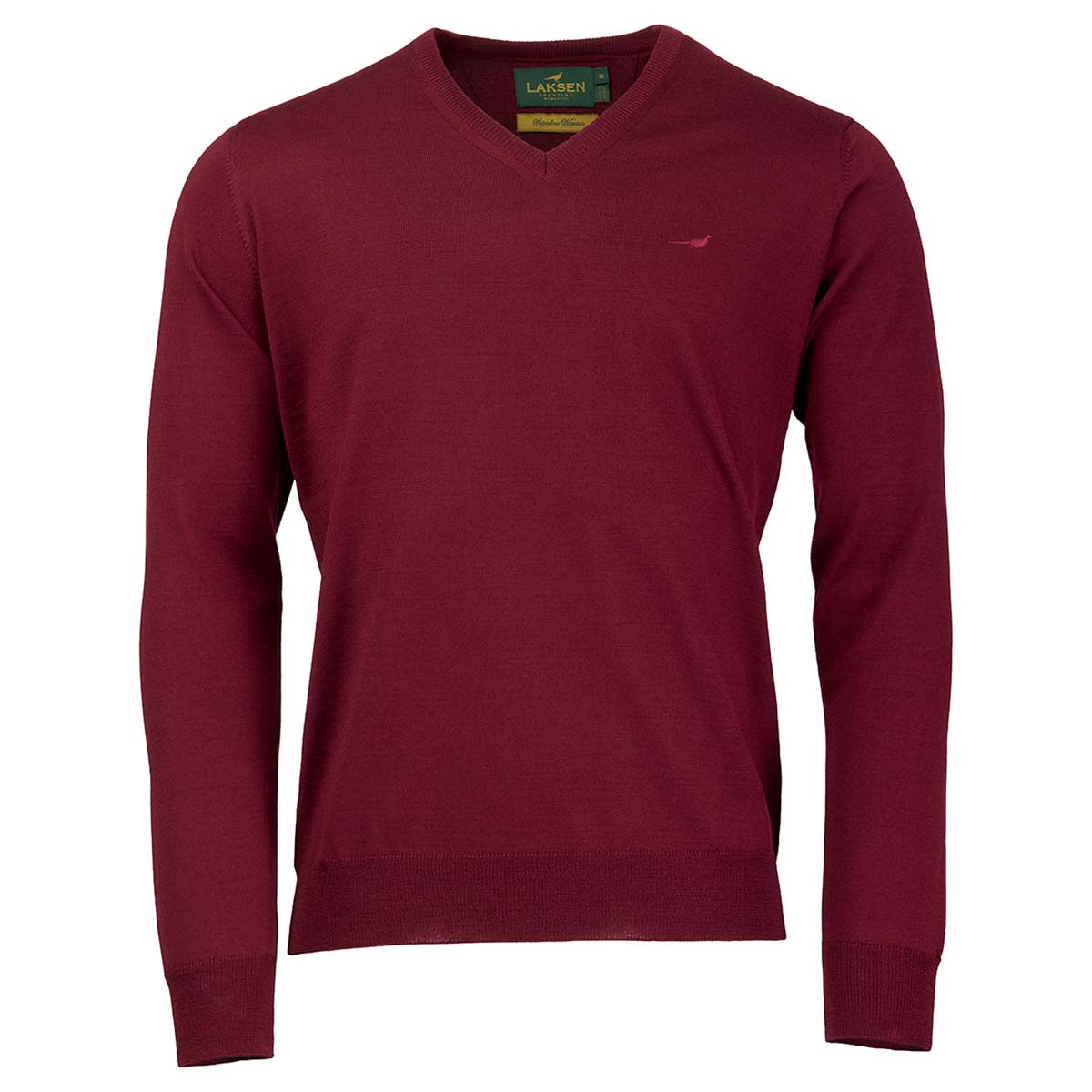 Laksen Sussex Merino Wool V-Neck Pullover - Bordeaux