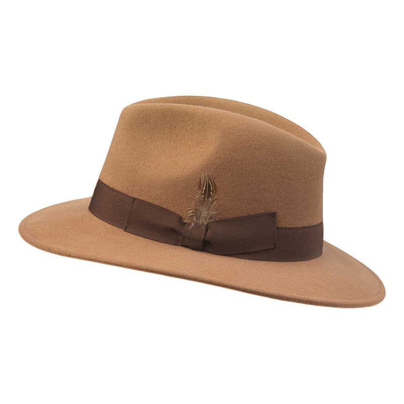 Laksen Heritage Fedora Cashmere Hat Camel