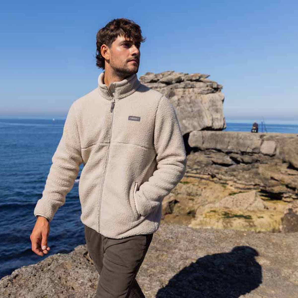 Musto Cove Deep Pile Fleece Jacket - Pure Cashmere - Model