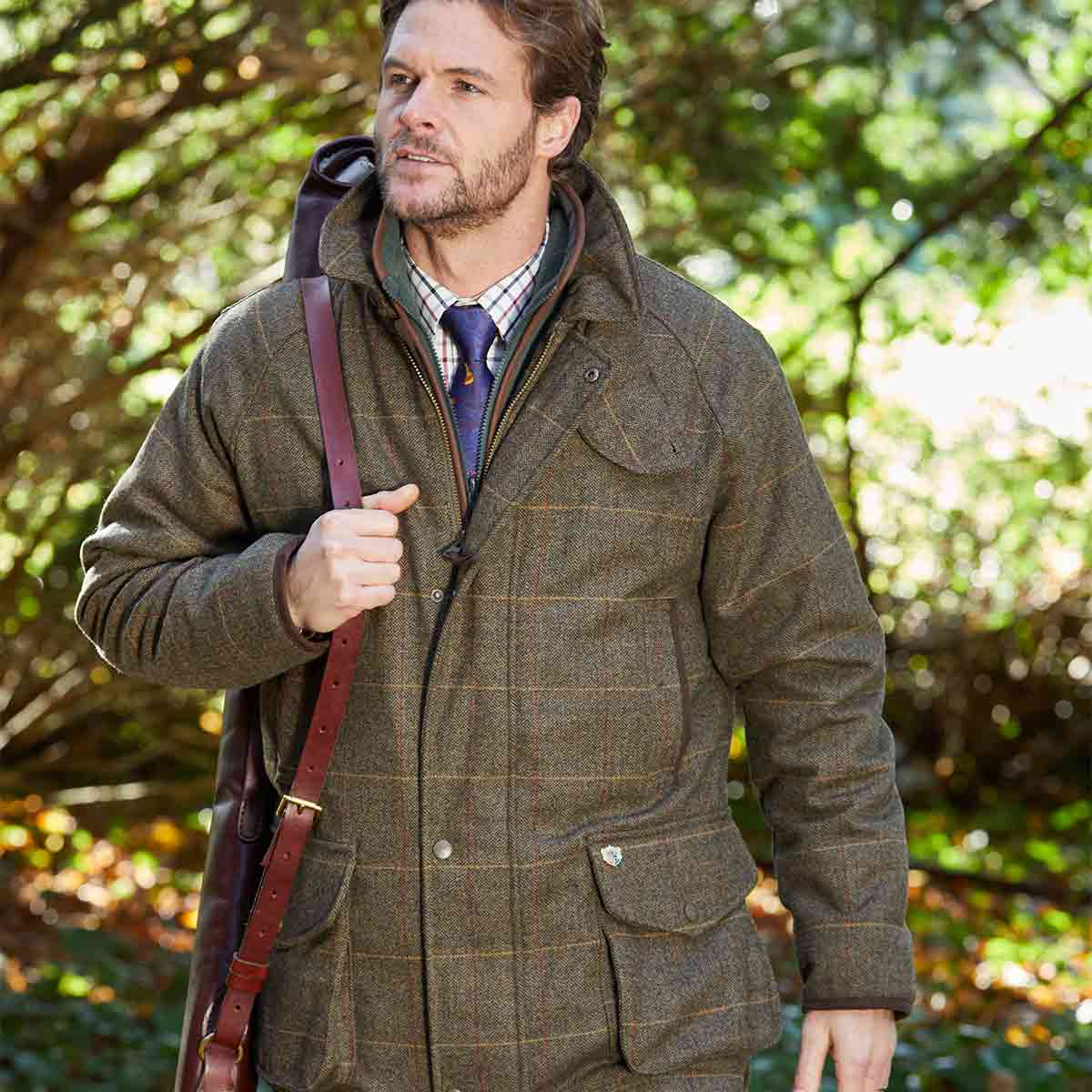 Alan Paine Combrook Tweed Waterproof Coat - Teak - Model