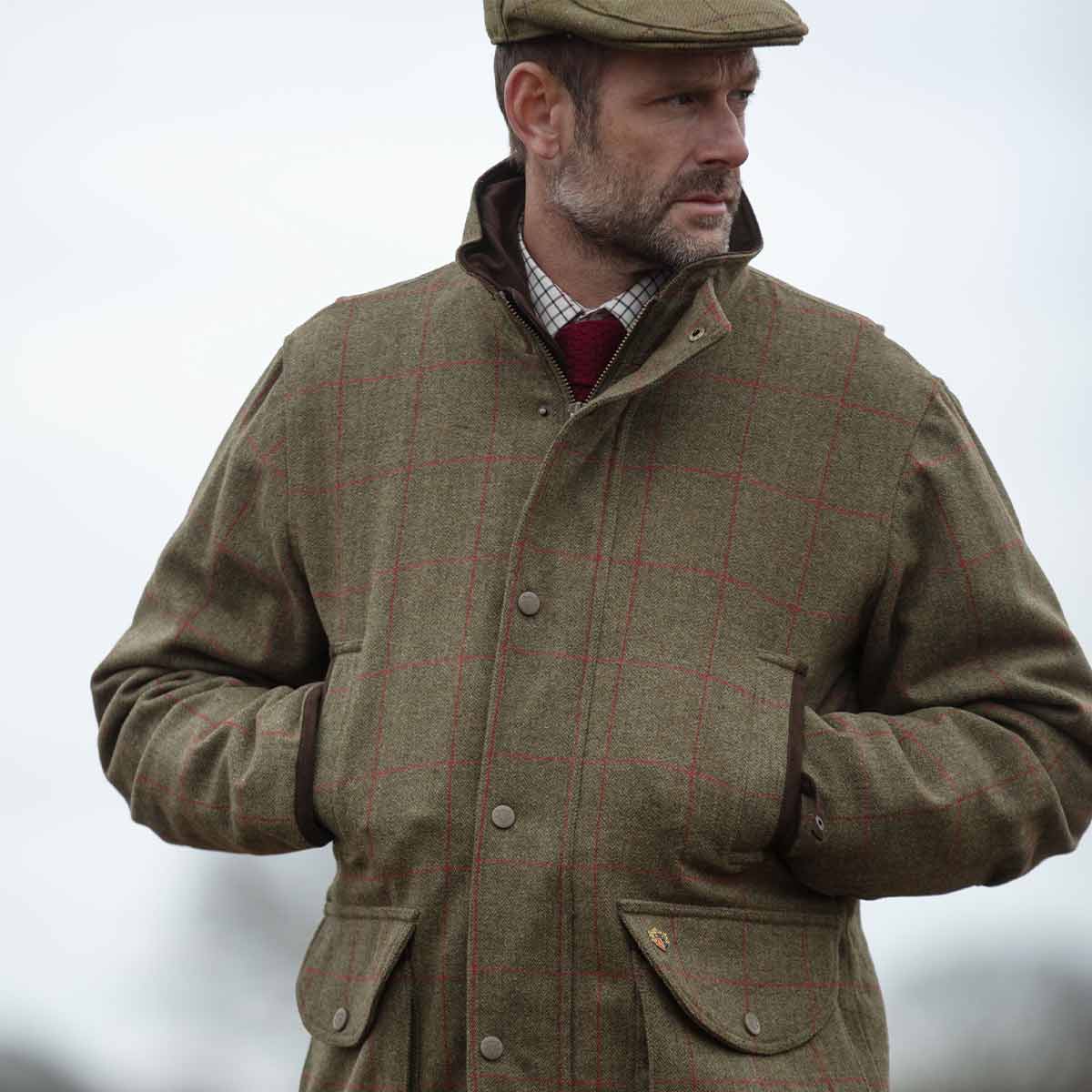 Alan Paine Combrook Men's Tweed Field Coat - Sage - Model