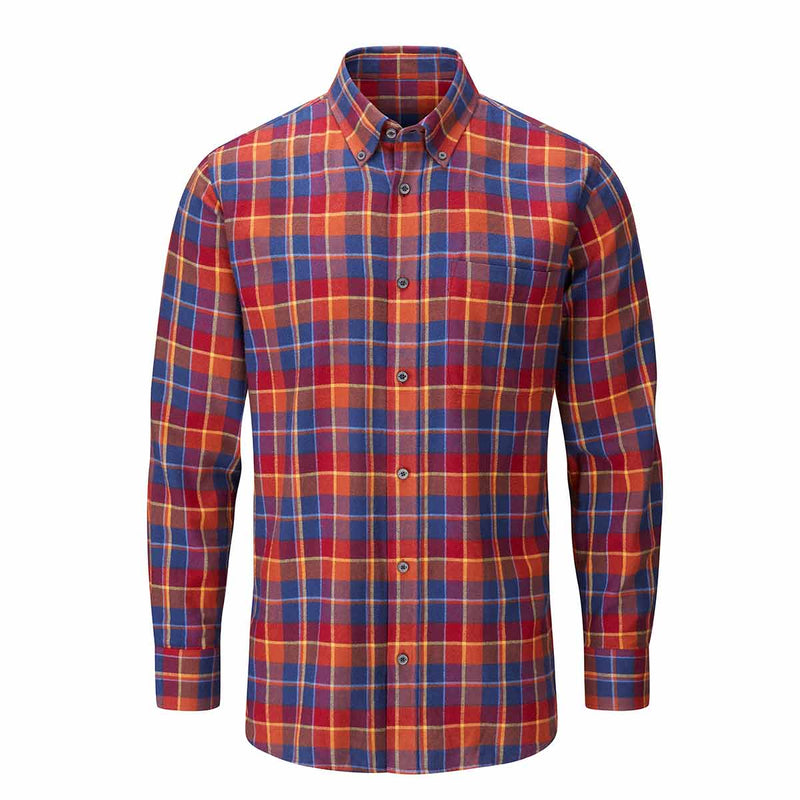 Alan Paine Ilkley Flannel Button Down Collar Shirt Red