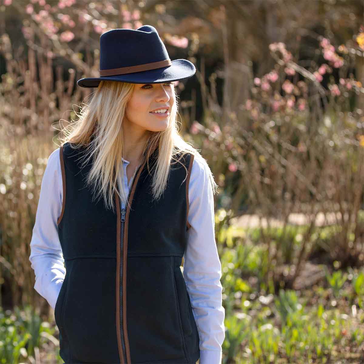 Alan Paine Aylsham Ladies Fleece Waistcoat - Dark Navy - Model