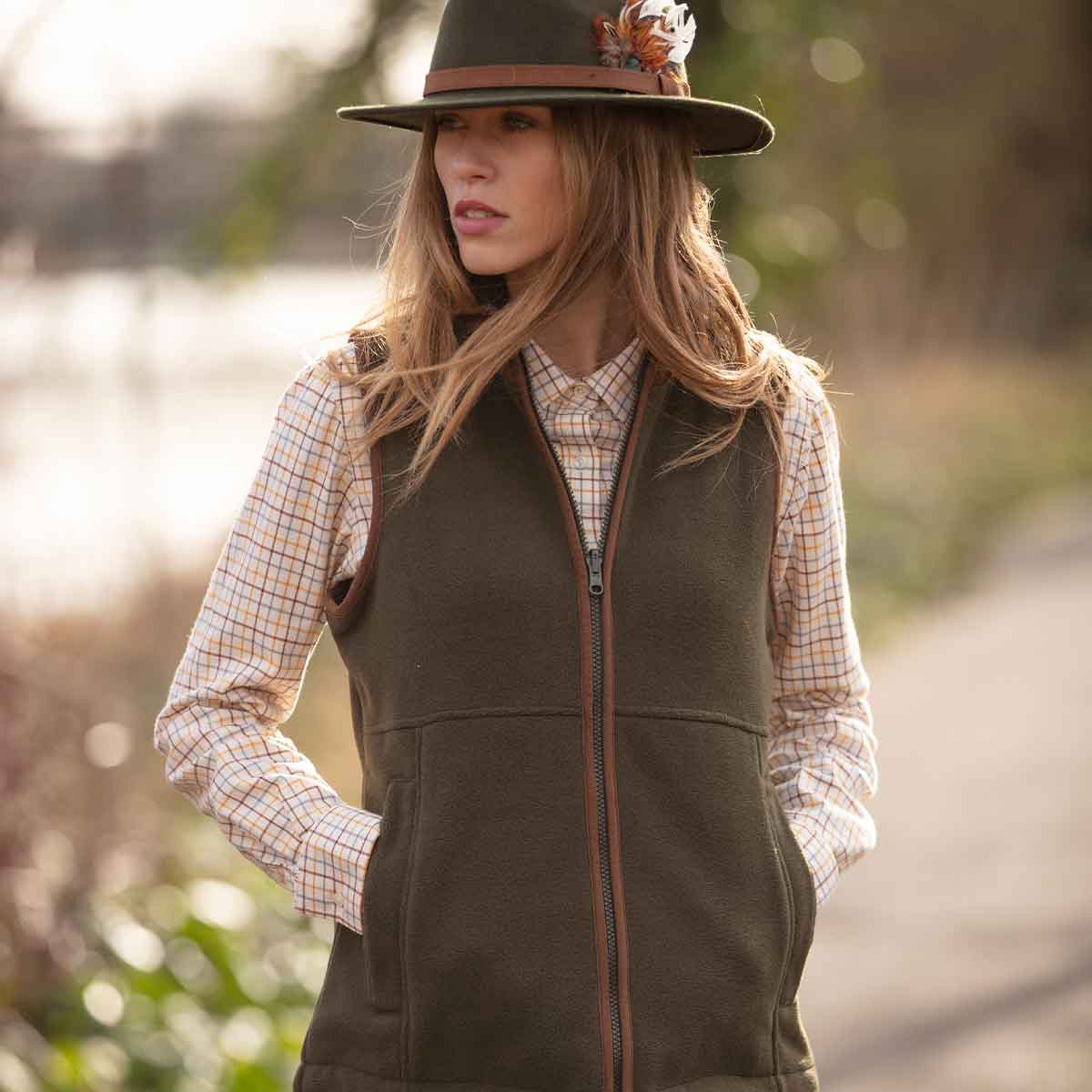 Alan Paine Aylsham Ladies Fleece Waistcoat - Green - Model