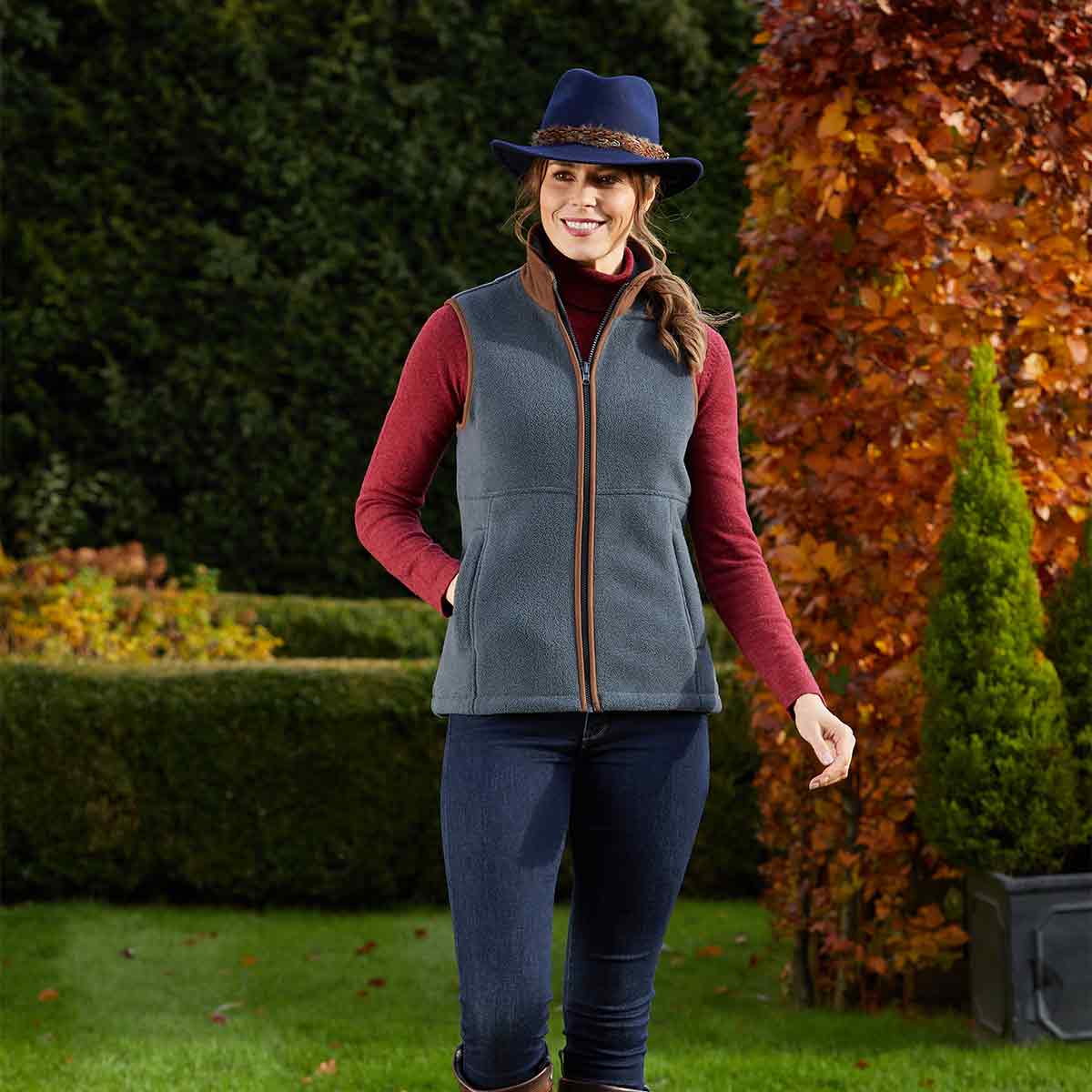 Alan Paine Aylsham Ladies Fleece Waistcoat - Gunmetal - Model