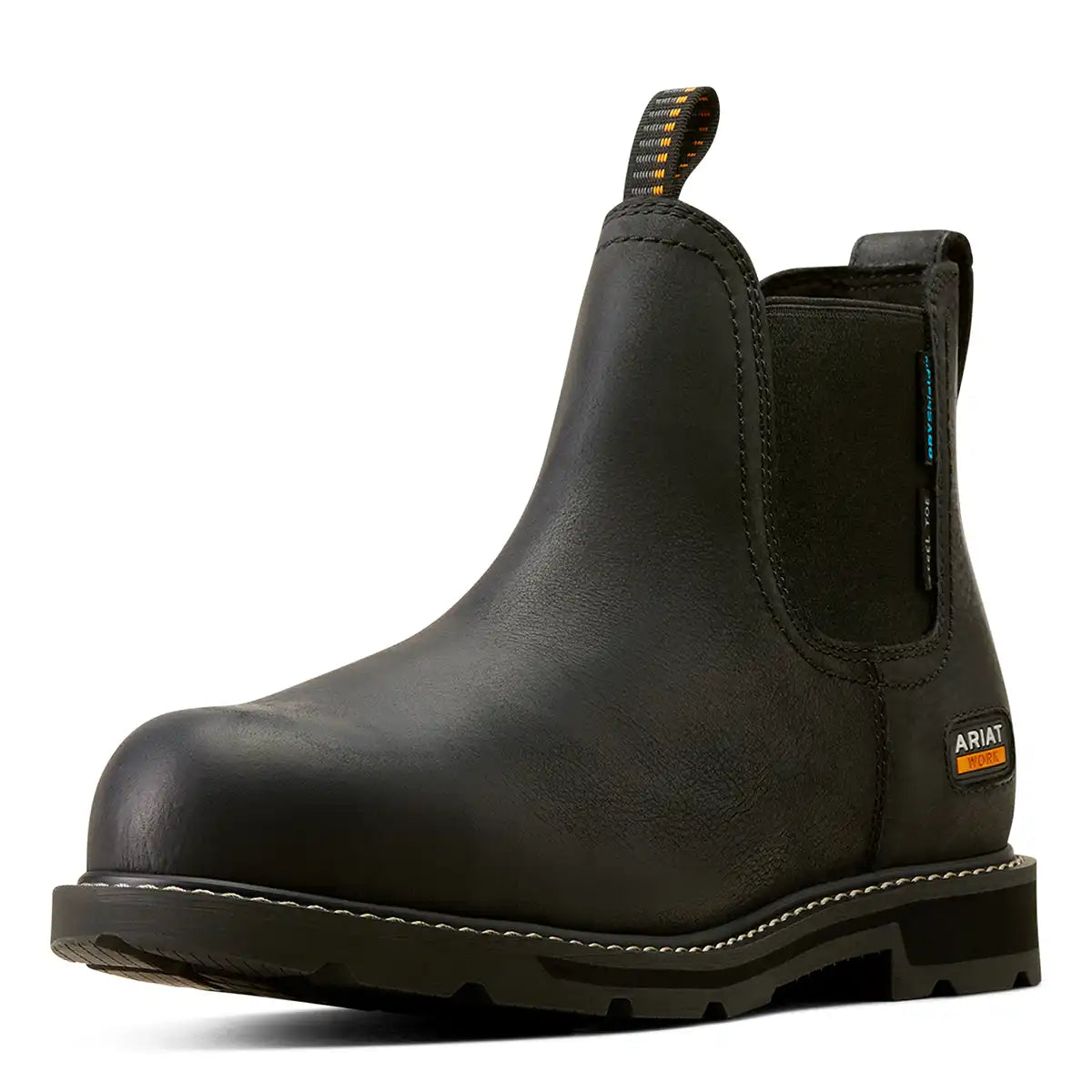 Ariat Men's Groundbreaker Chelsea Waterproof Steel Toe Work Boot - Black - Front