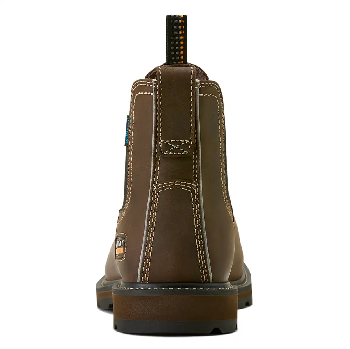 Ariat Men's Groundbreaker Chelsea Waterproof Work Boot - Dark Brown - Heel