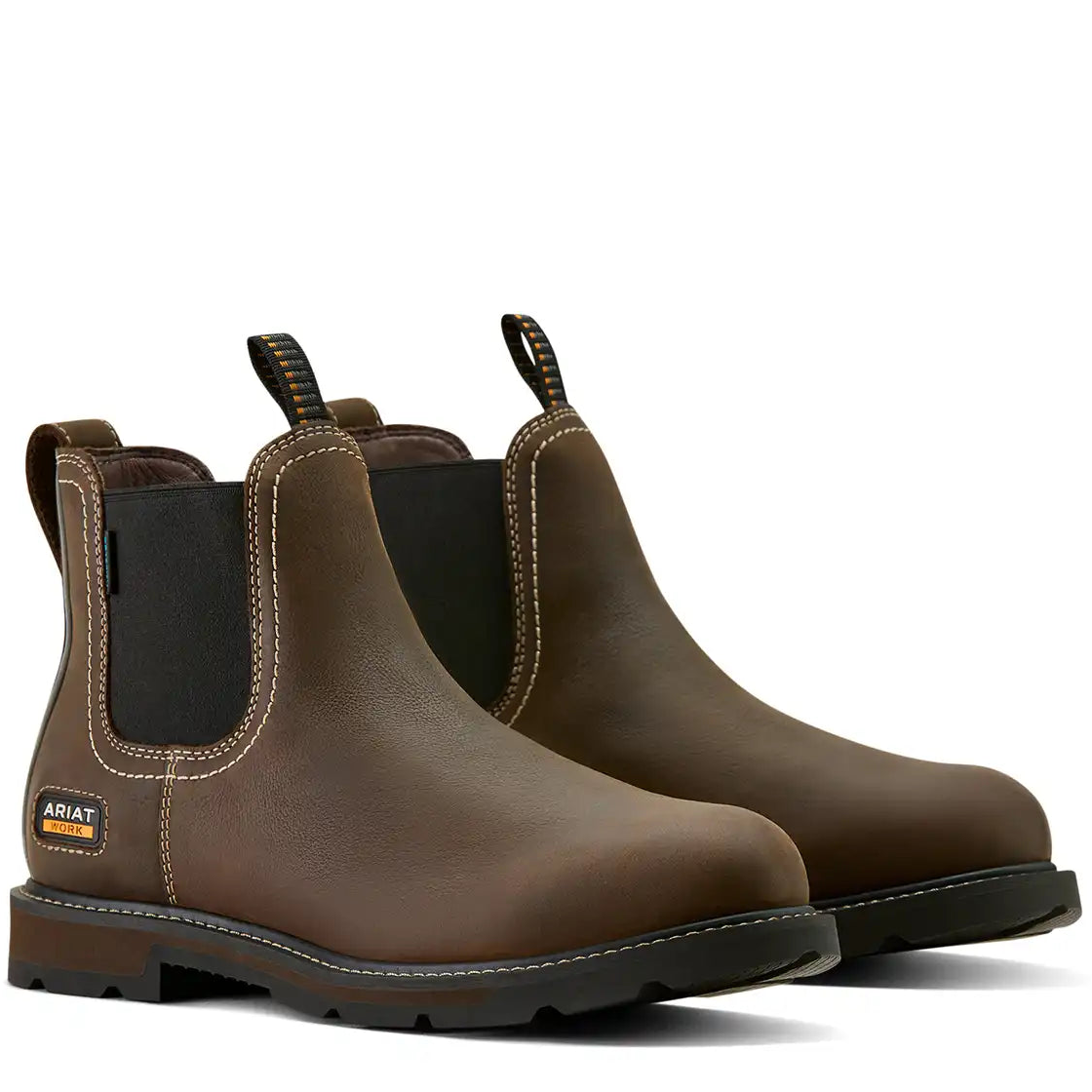 Ariat Men's Groundbreaker Chelsea Waterproof Work Boot - Dark Brown - Pair