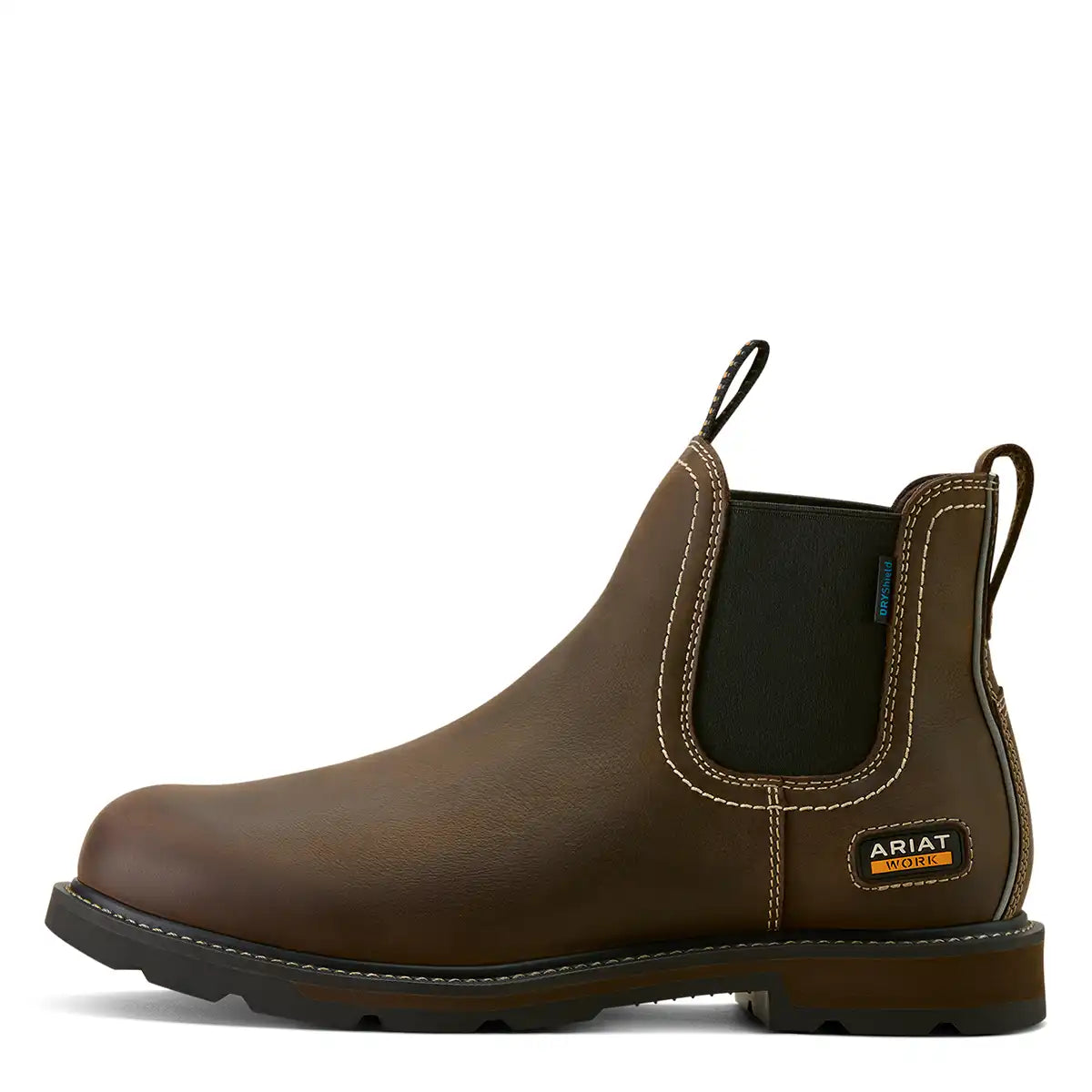 Ariat Men's Groundbreaker Chelsea Waterproof Work Boot - Dark Brown - Side