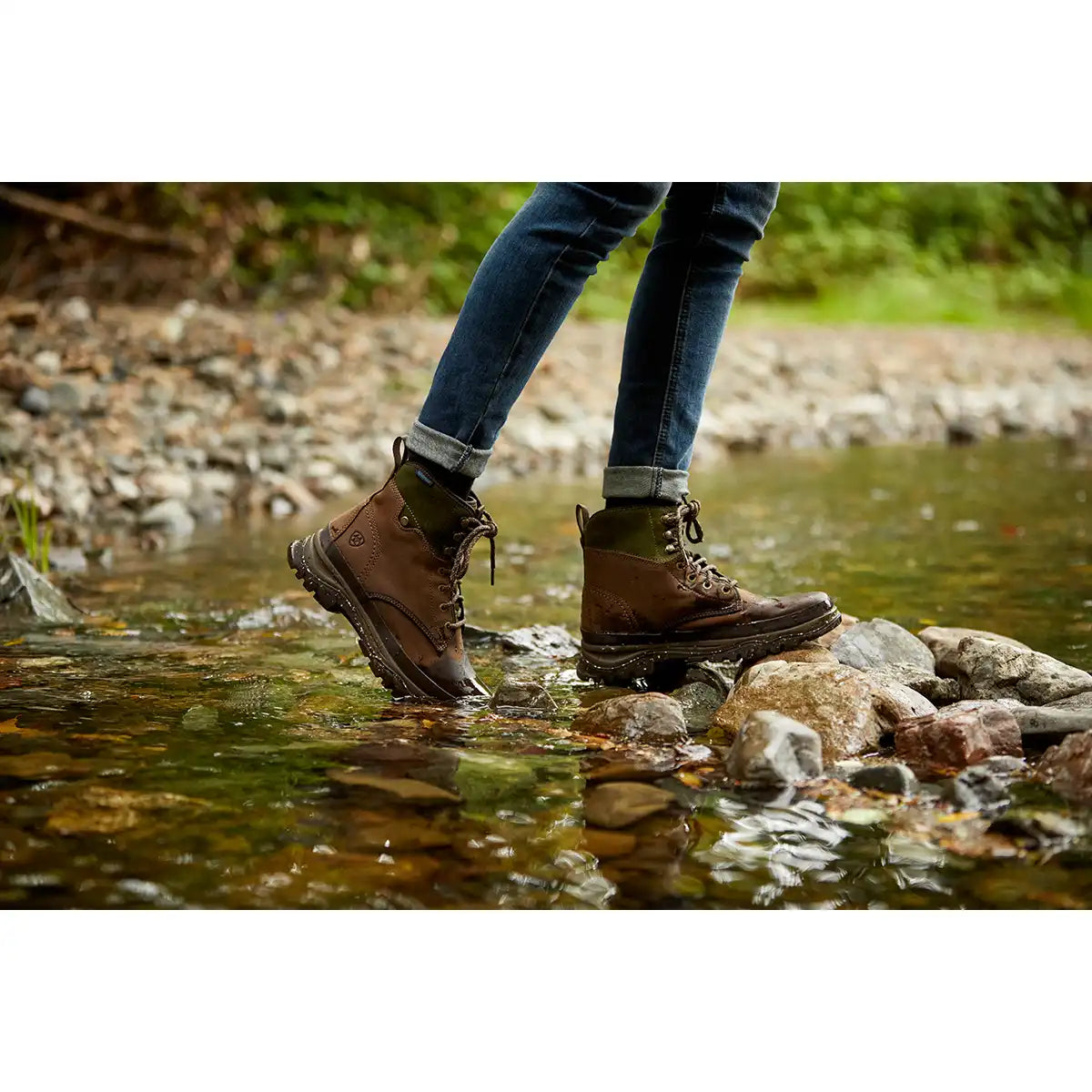Ariat Women's Moresby Waterproof Boot - Oily Distressed Brown - In Water