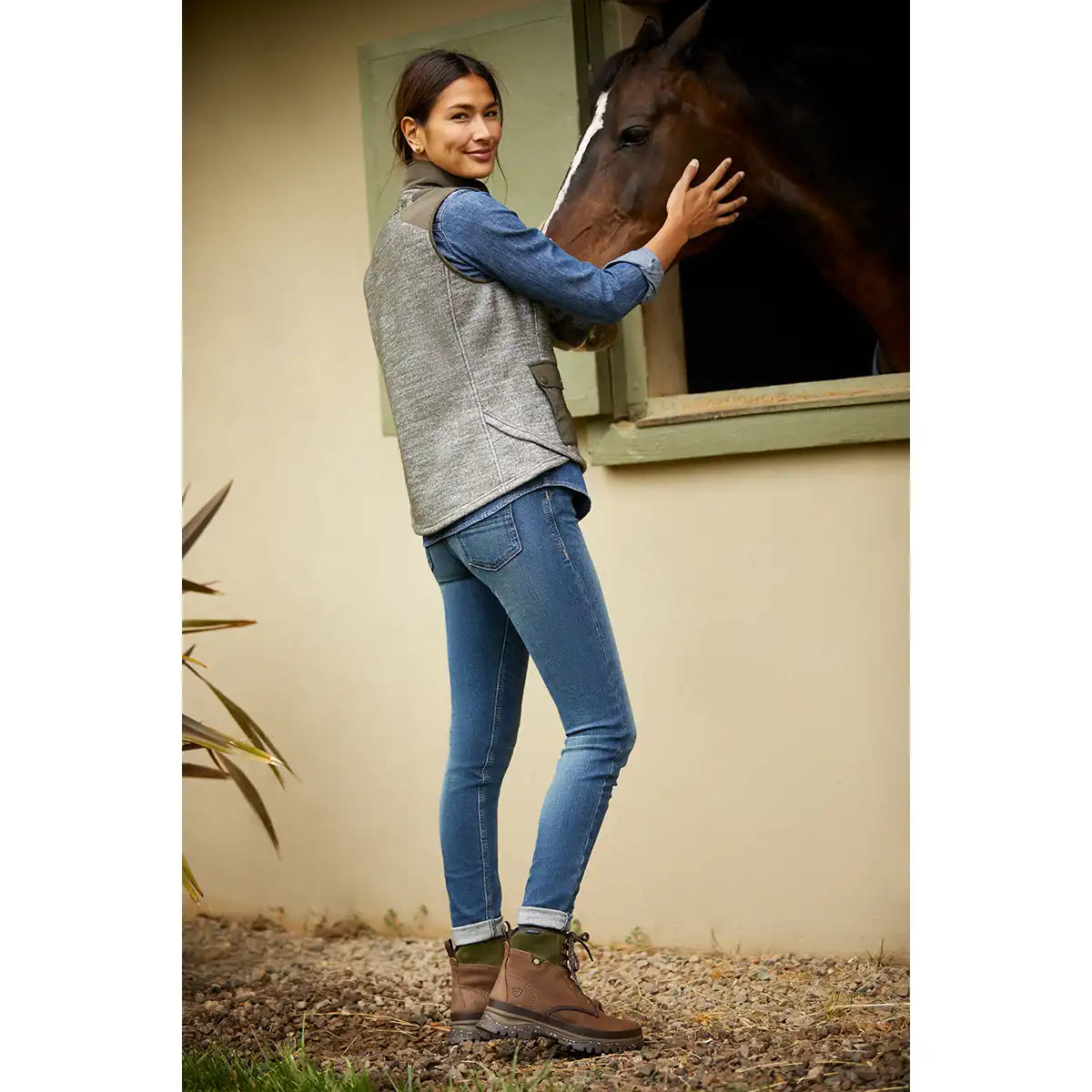 Ariat Women's Moresby Waterproof Boot - Oily Distressed Brown - On Equestrian Model