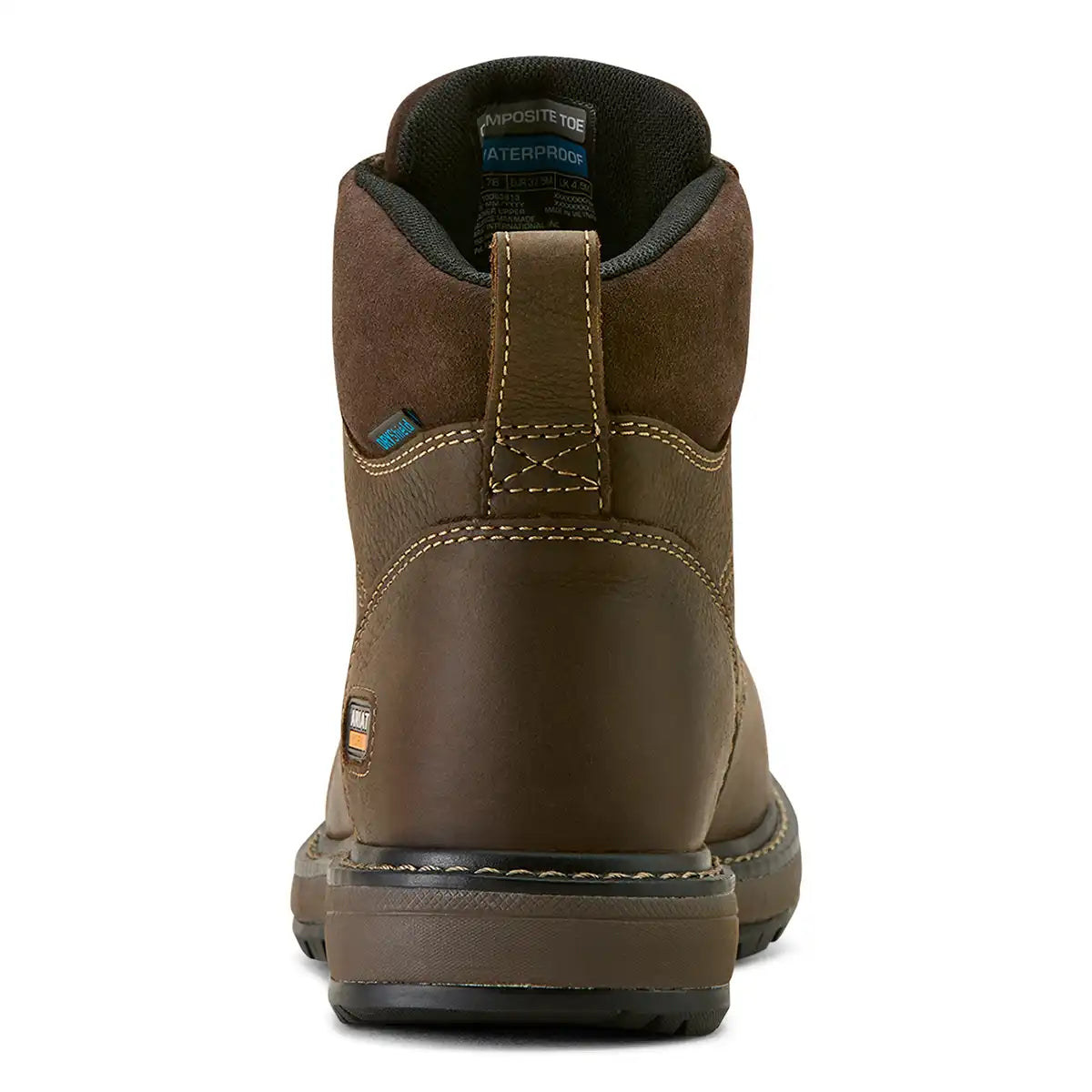 Ariat Women’s Riveter 6” Waterproof Composite Toe Work Boot - Dark Brown - Heel