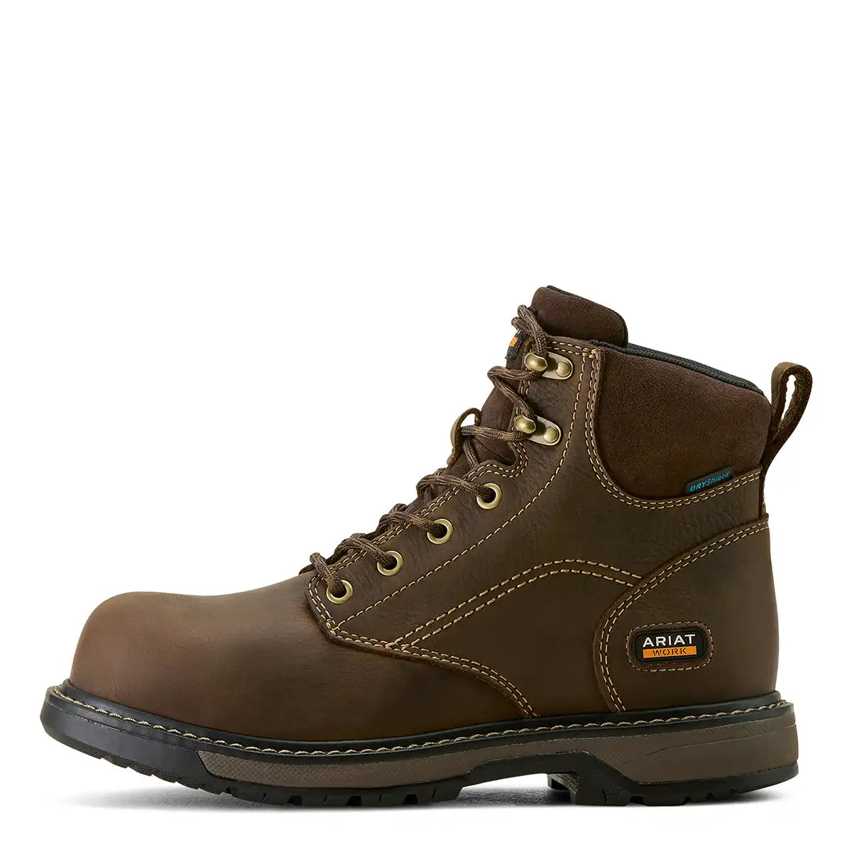 Ariat Women’s Riveter 6” Waterproof Composite Toe Work Boot - Dark Brown - Side