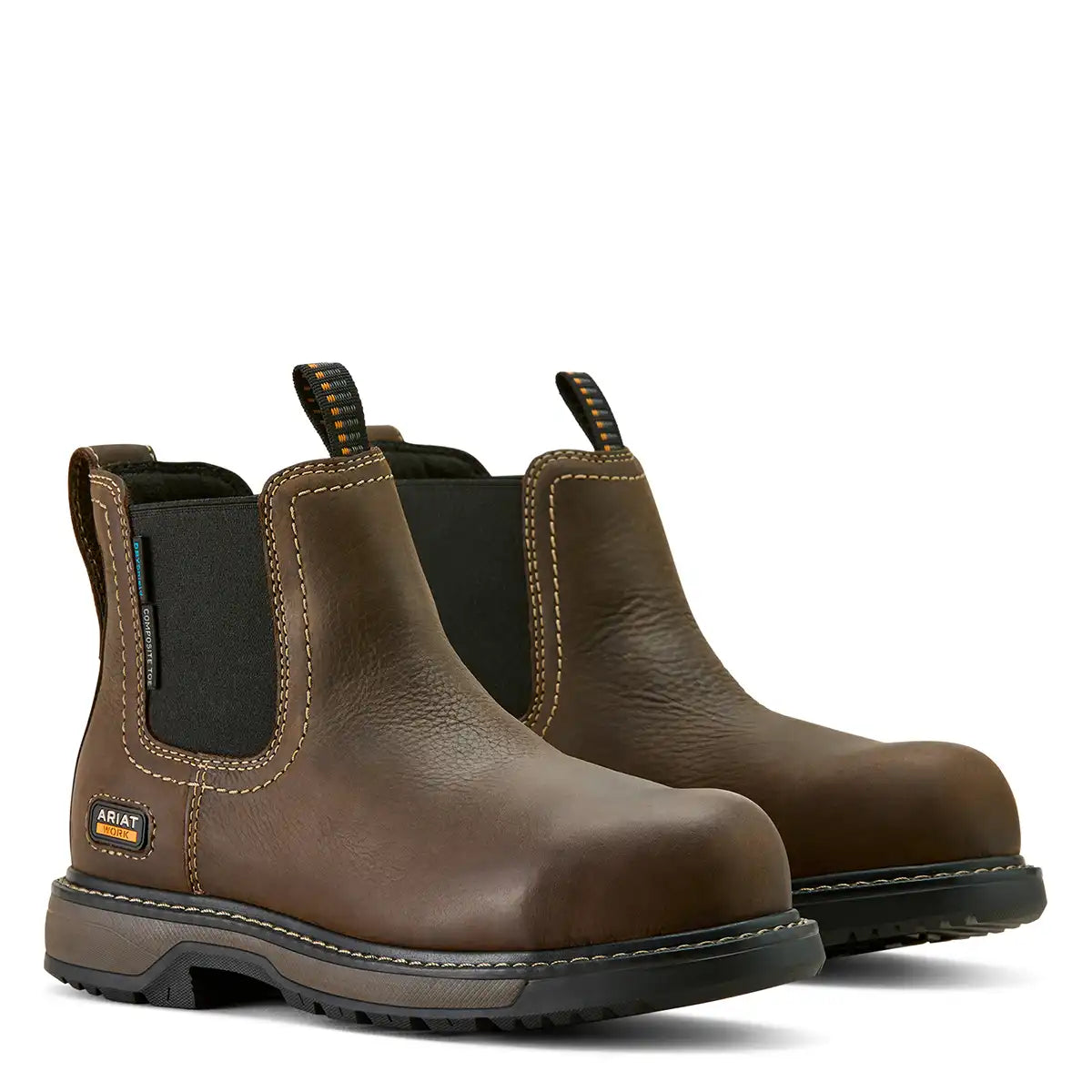 Ariat Women's Riveter Chelsea Waterproof Composite Toe Work Boot - Dark Brown - Pair